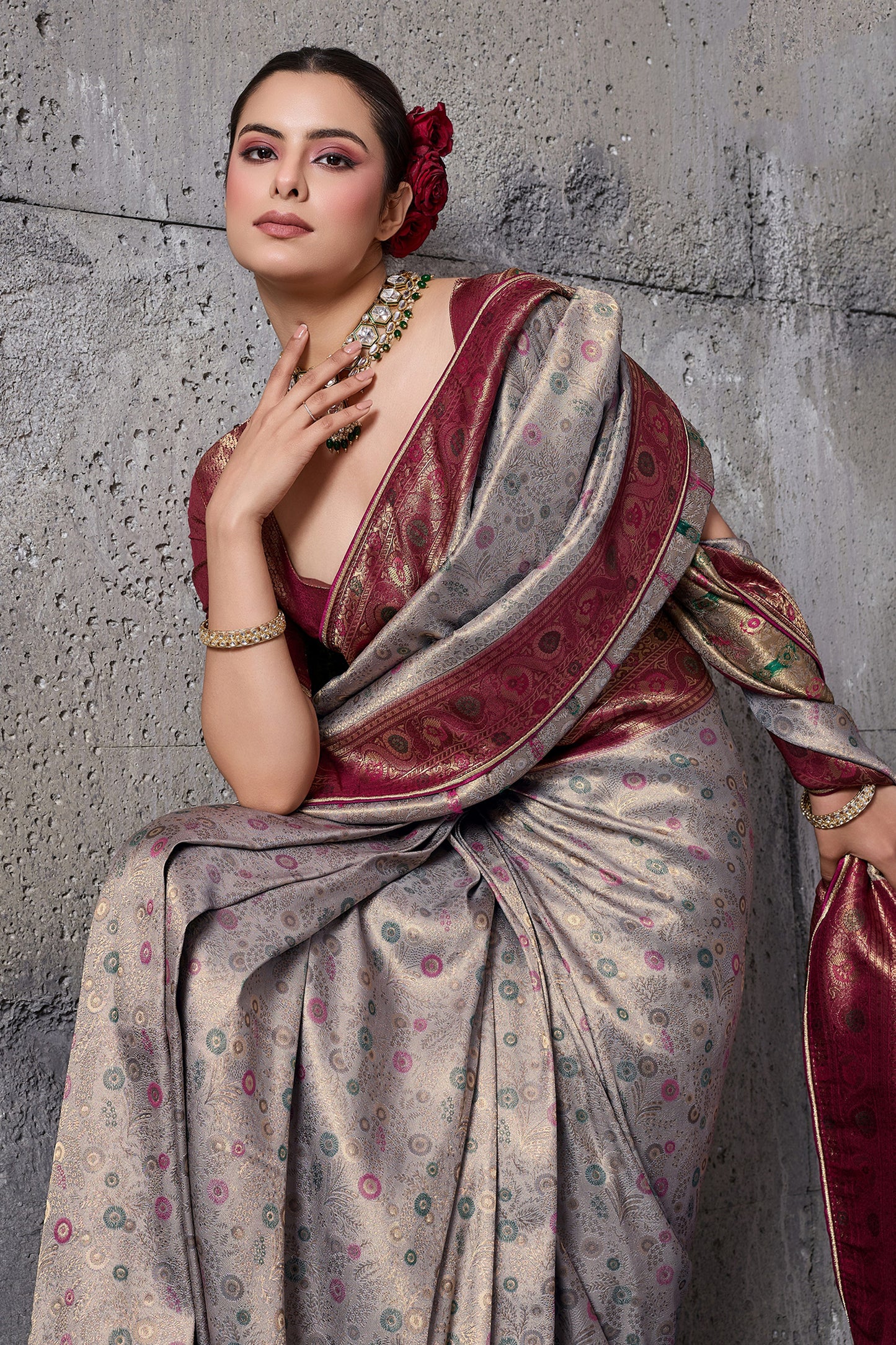 Silver Grey Woven Kanjivaram Silk Saree-SAR12554_2_SareeButa.com