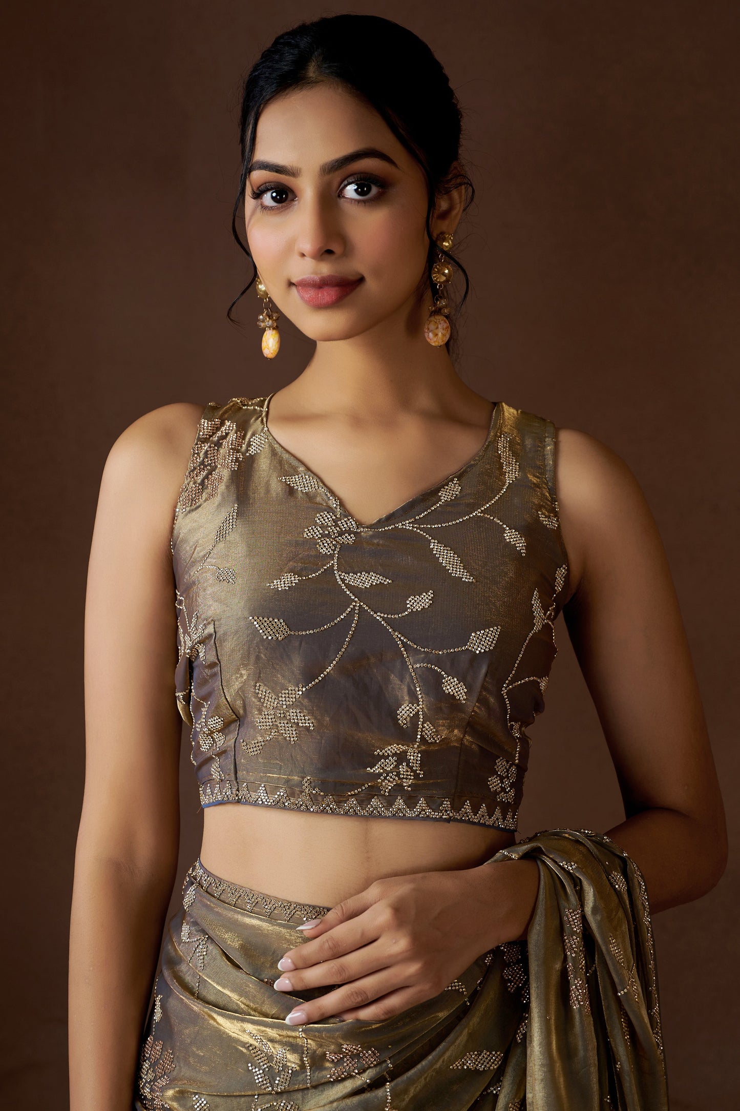 Slate Grey Stone Work Satin Silk Saree-ZB134206_3_SareeButa.com
