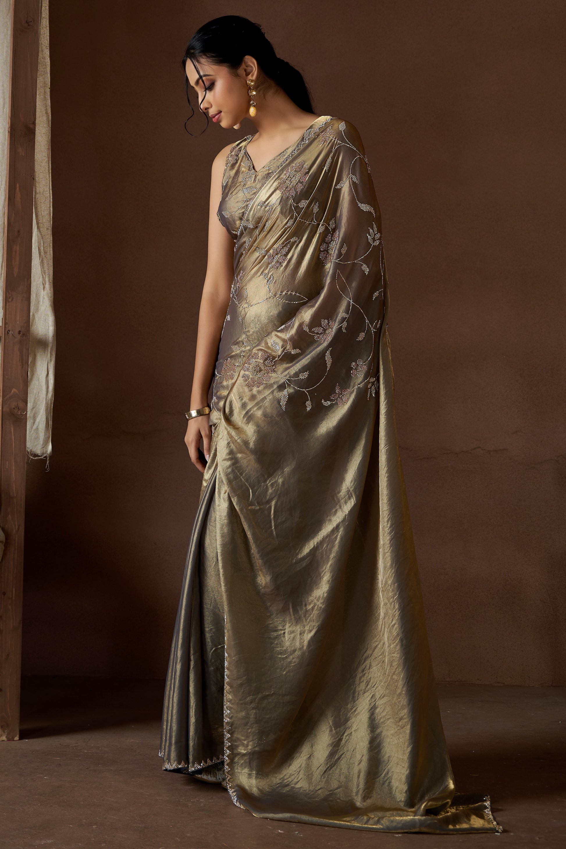 Slate Grey Stone Work Satin Silk Saree-ZB134206_4_SareeButa.com