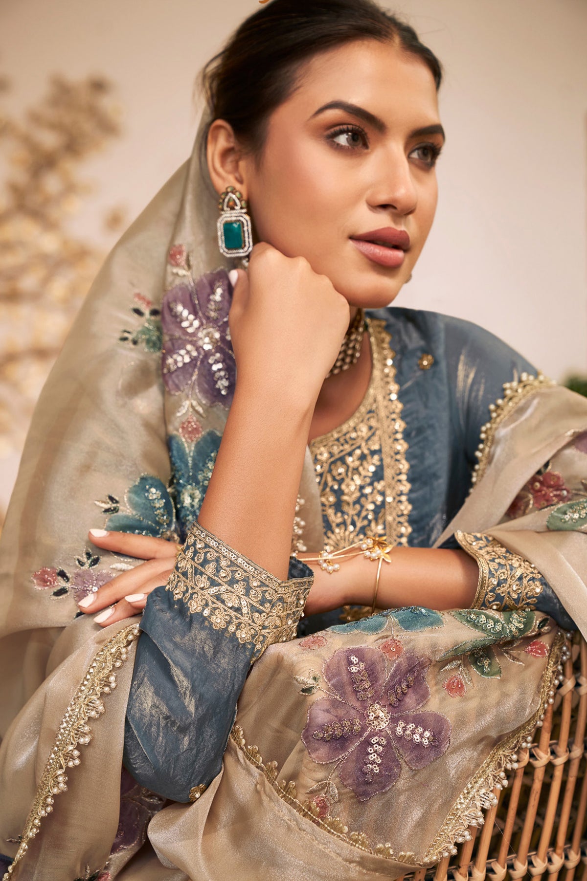 Steel Grey Fendy Silk Embroidered Palazzo Suit-SAR13549_2_SareeButa.com