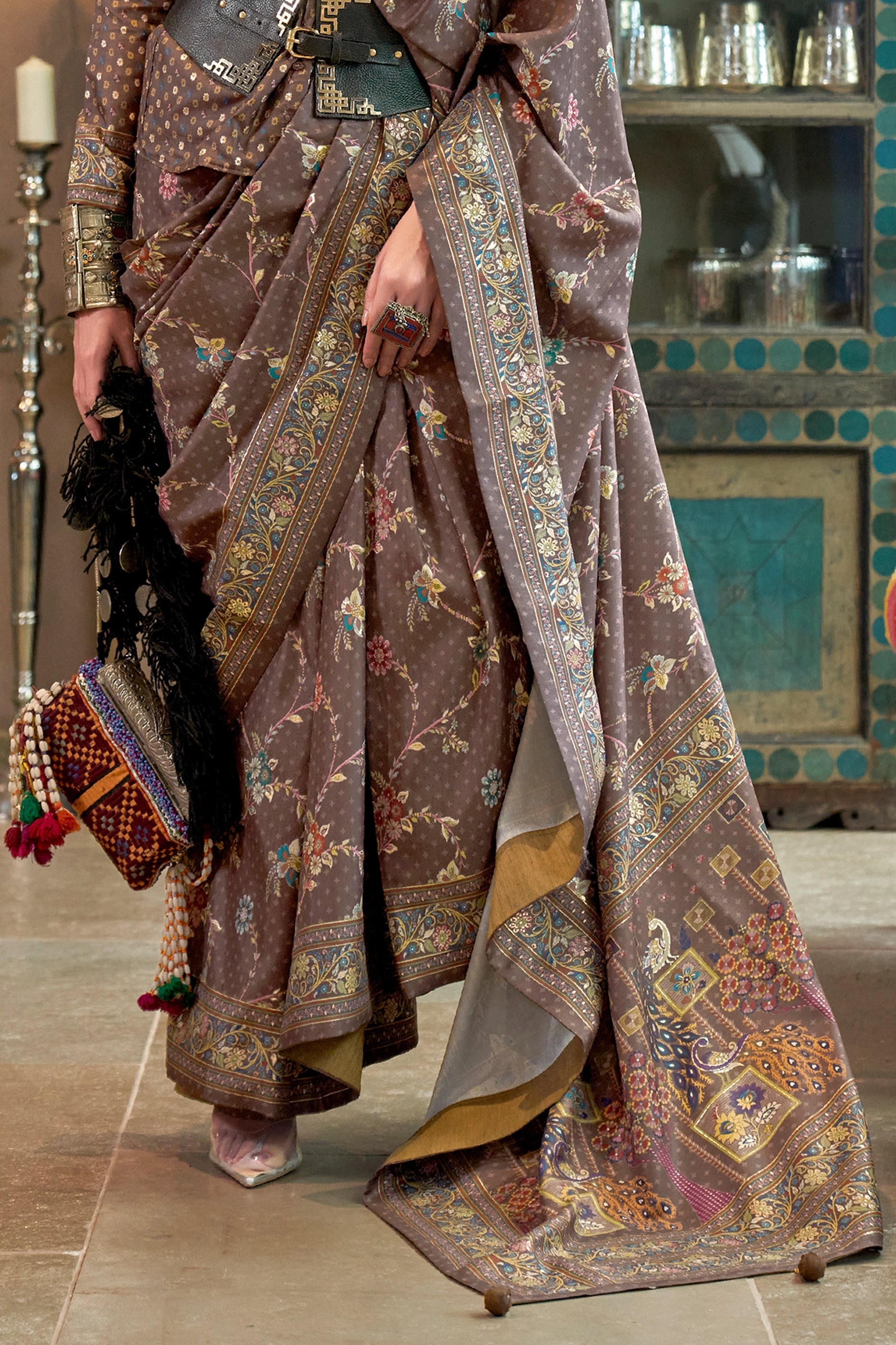 Taupe Grey Printed Silk Saree-SAR11304_4_SareeButa.com