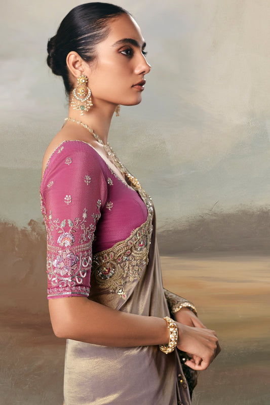 Taupe Lilac Embroidered Tissue Saree-SAR10833_2_SareeButa.com