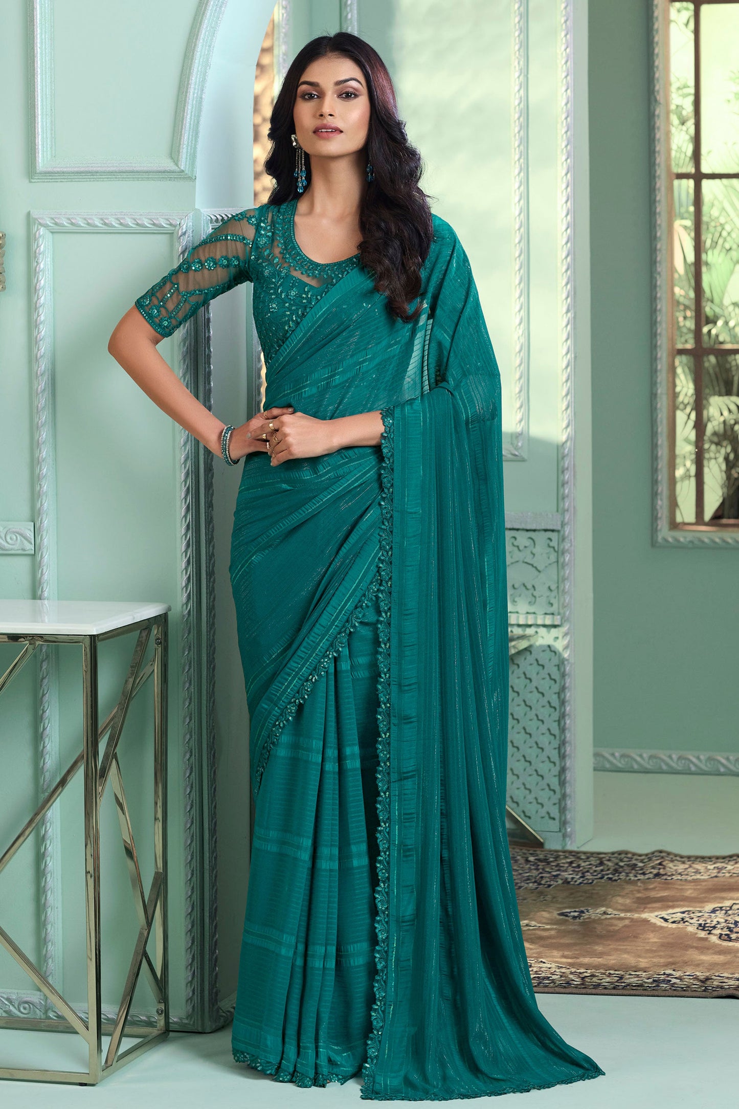 teal-chiffon-saree-zb131722_1_SareeButa.com