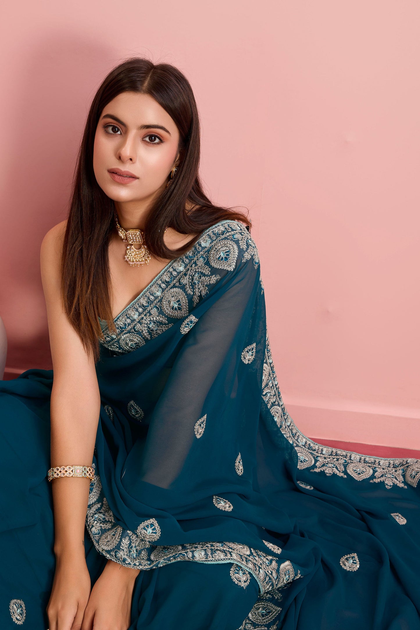 teal-embroidered-georgette-saree-zb131408_3_SareeButa.com