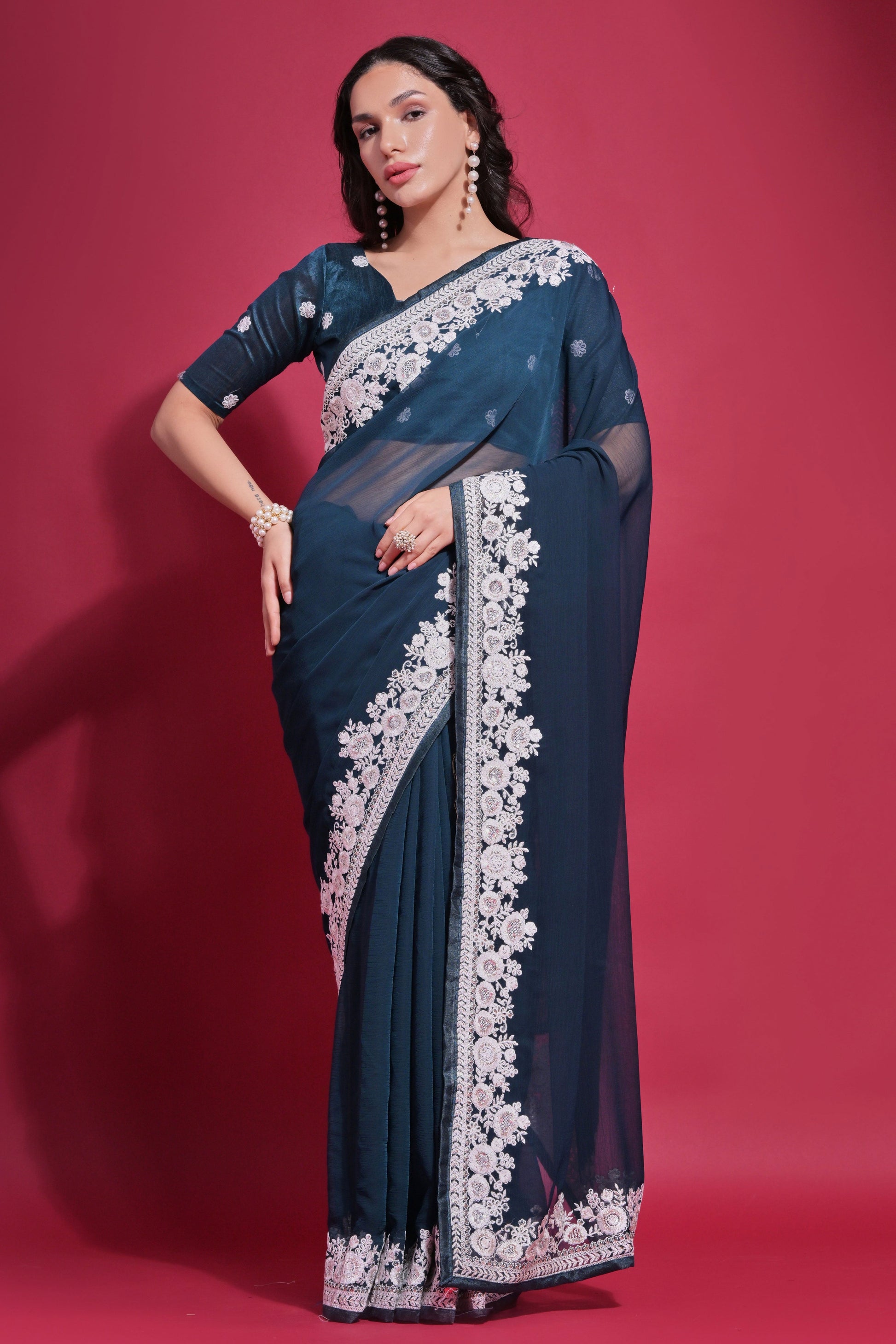 teal-embroidered-georgette-saree-zb132127_1_SareeButa.com