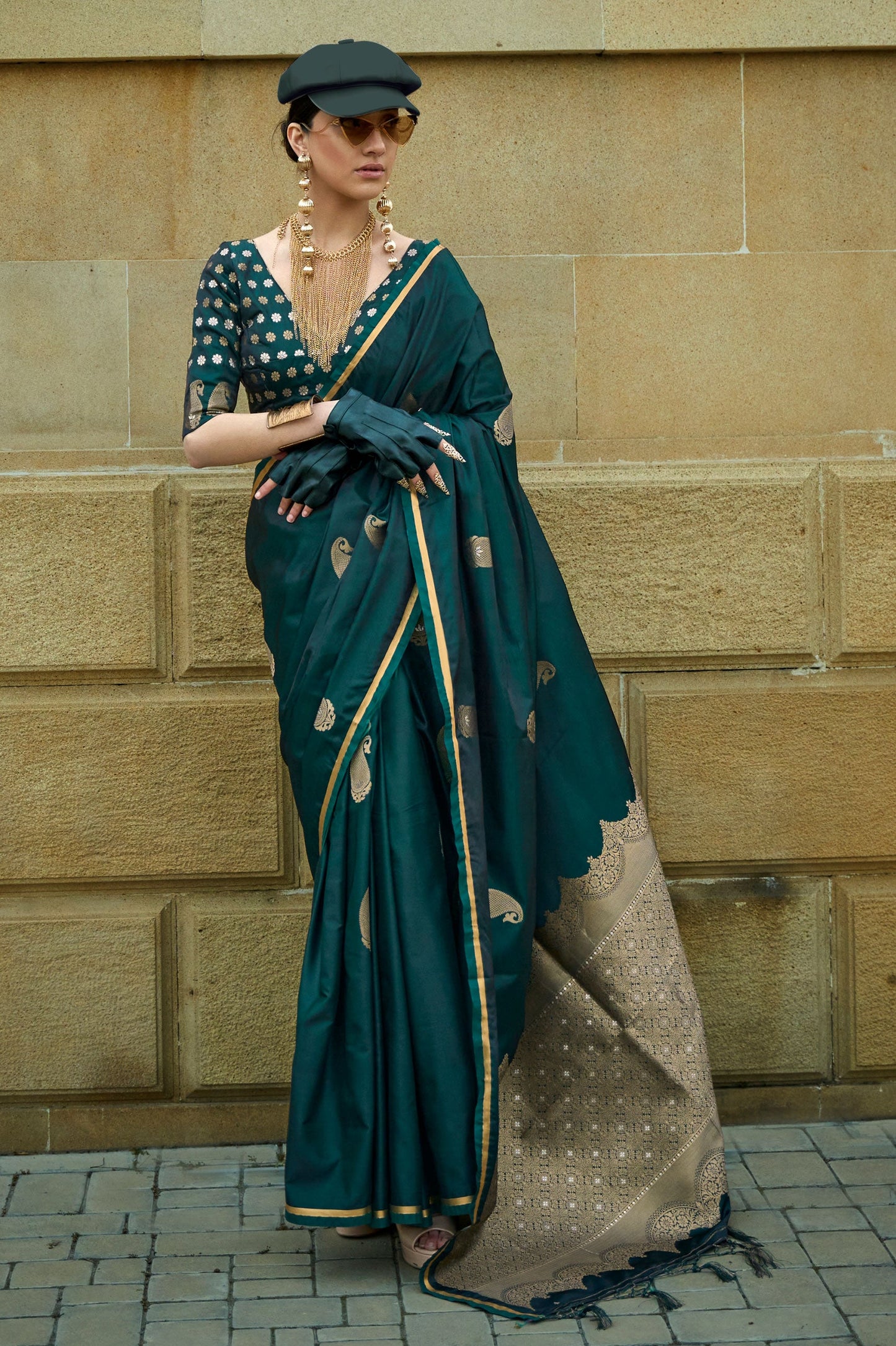 teal-woven-satin-silk-saree-zb130981_1_SareeButa.com