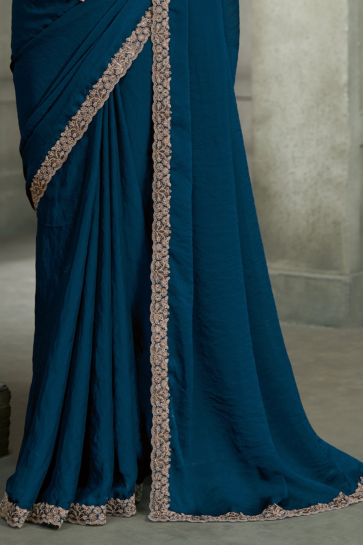 Teal Blue Embroidered Georgette Saree-SAR13281_4_SareeButa.com