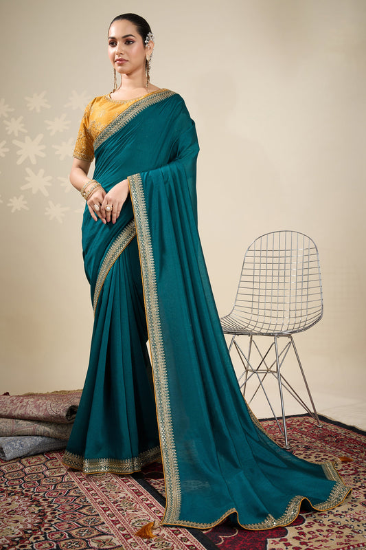 Teal Blue Embroidered Silk Saree-SAR10631_1_SareeButa.com