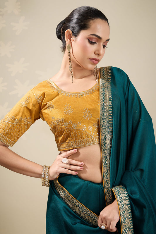 Teal Blue Embroidered Silk Saree-SAR10631_2_SareeButa.com