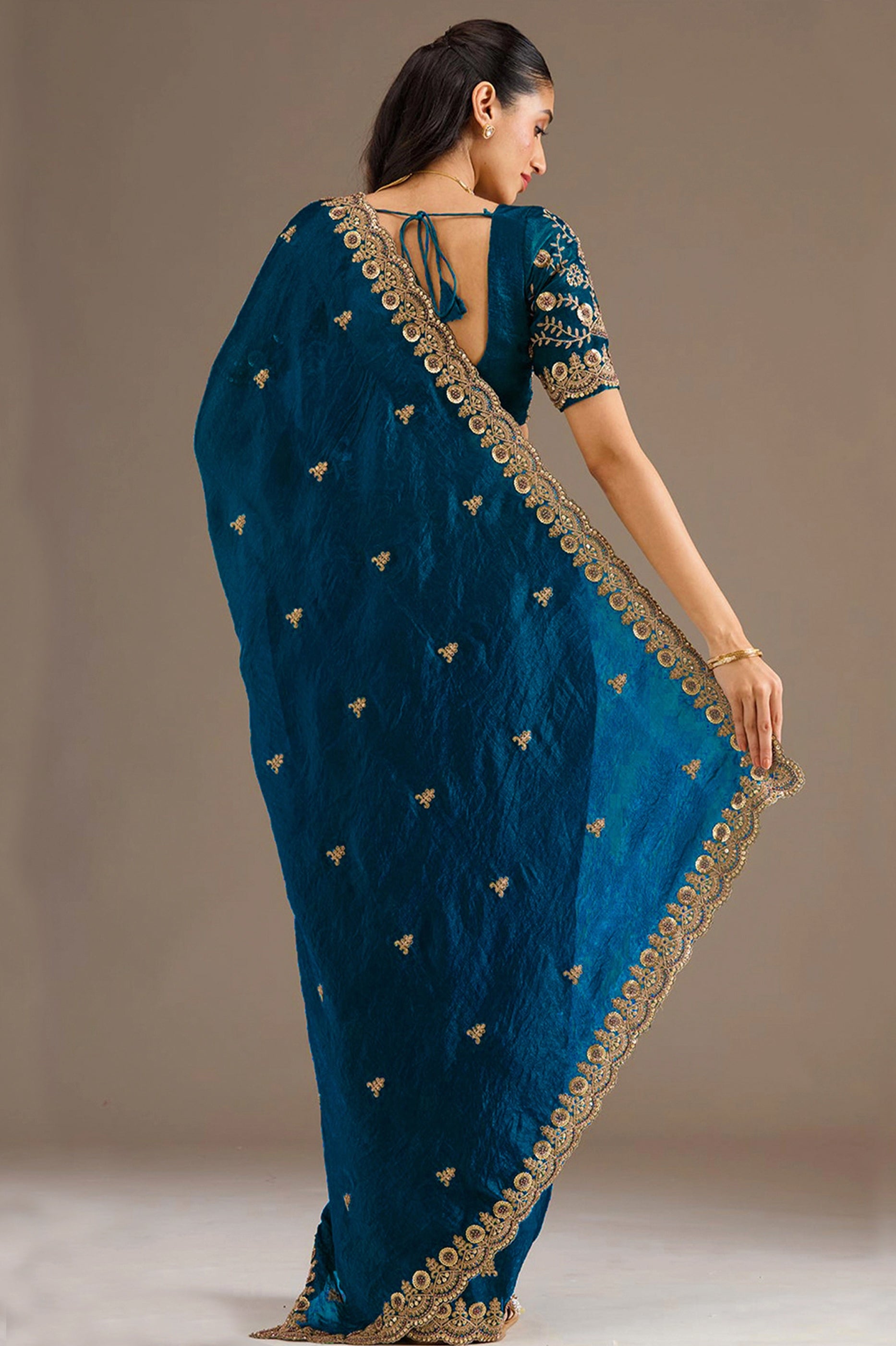 Teal Blue Embroidered Tissue Saree-SAR12577_2_SareeButa.com