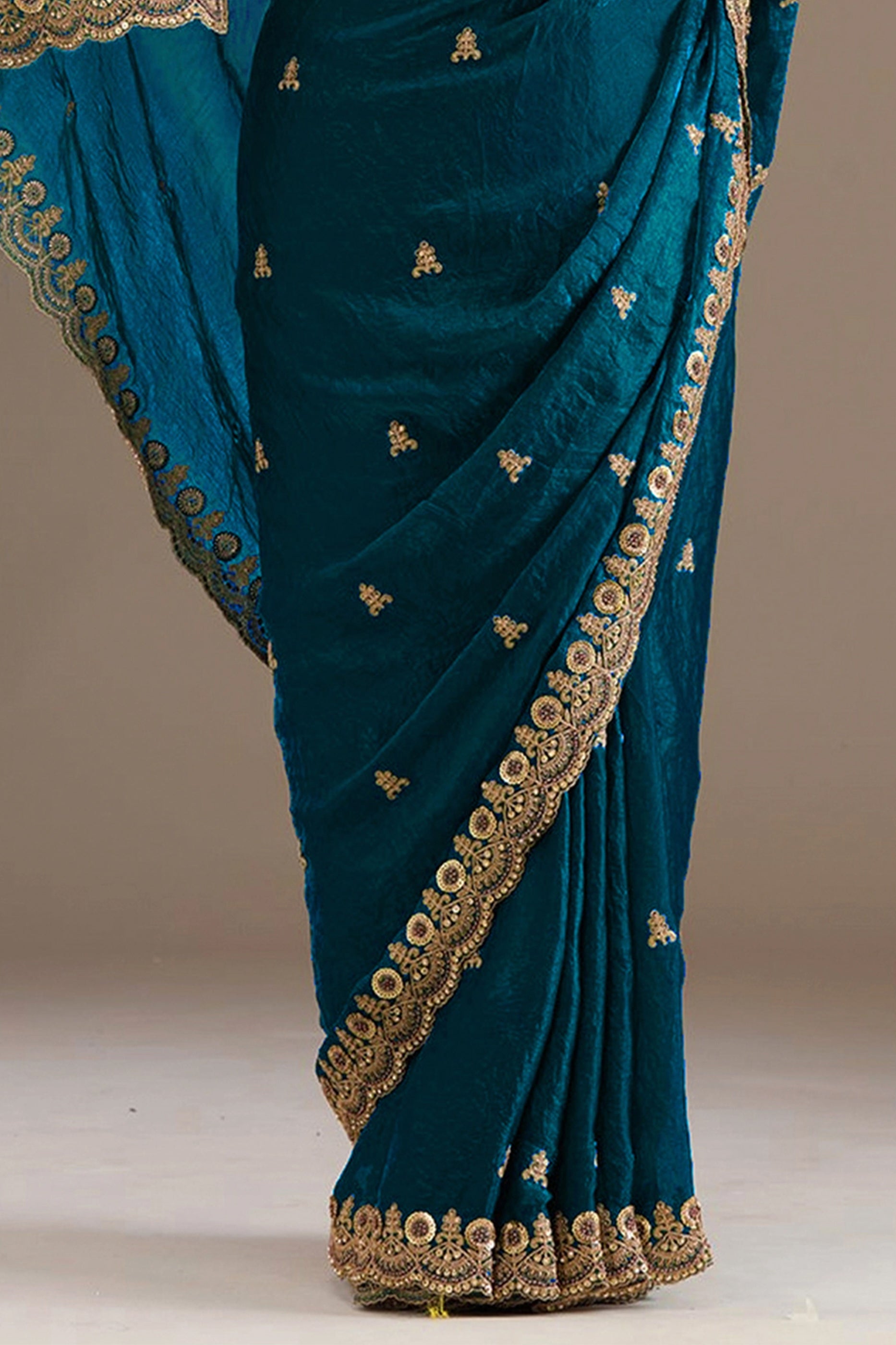 Teal Blue Embroidered Tissue Saree-SAR12577_5_SareeButa.com