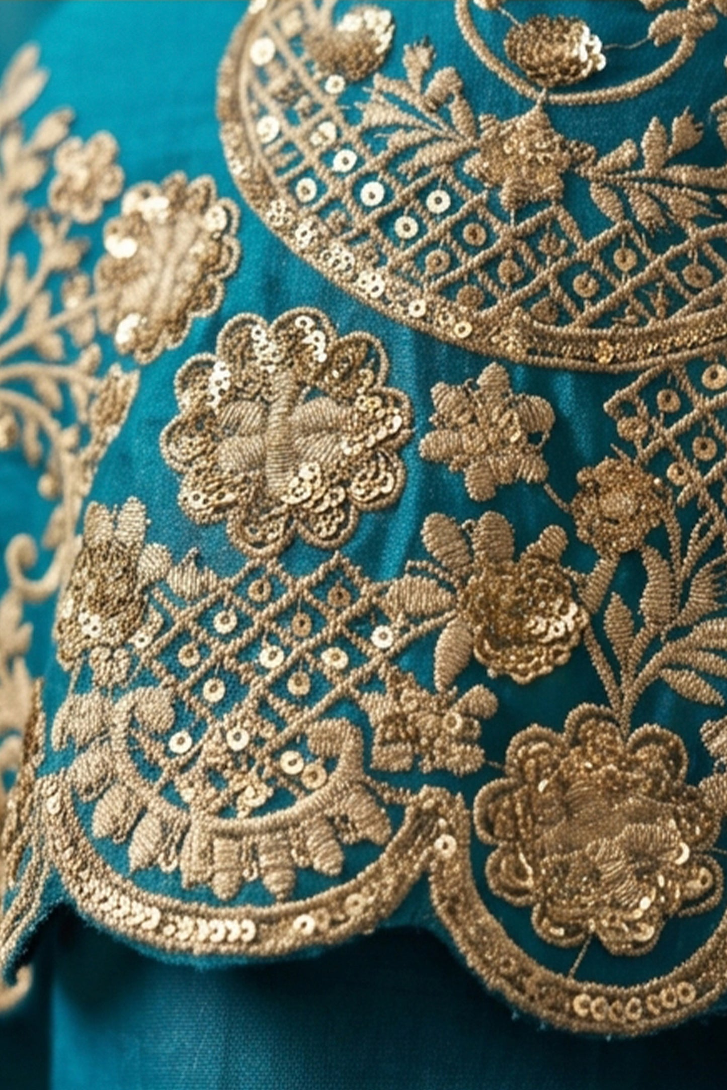 Teal Blue Readymade Embroidered Silk Sharara Suit-SAR13000_4_SareeButa.com