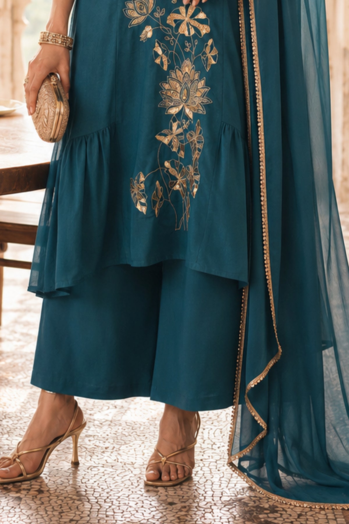 Teal Blue Readymade Mul Chanderi Suit-SAR13332_5_SareeButa.com