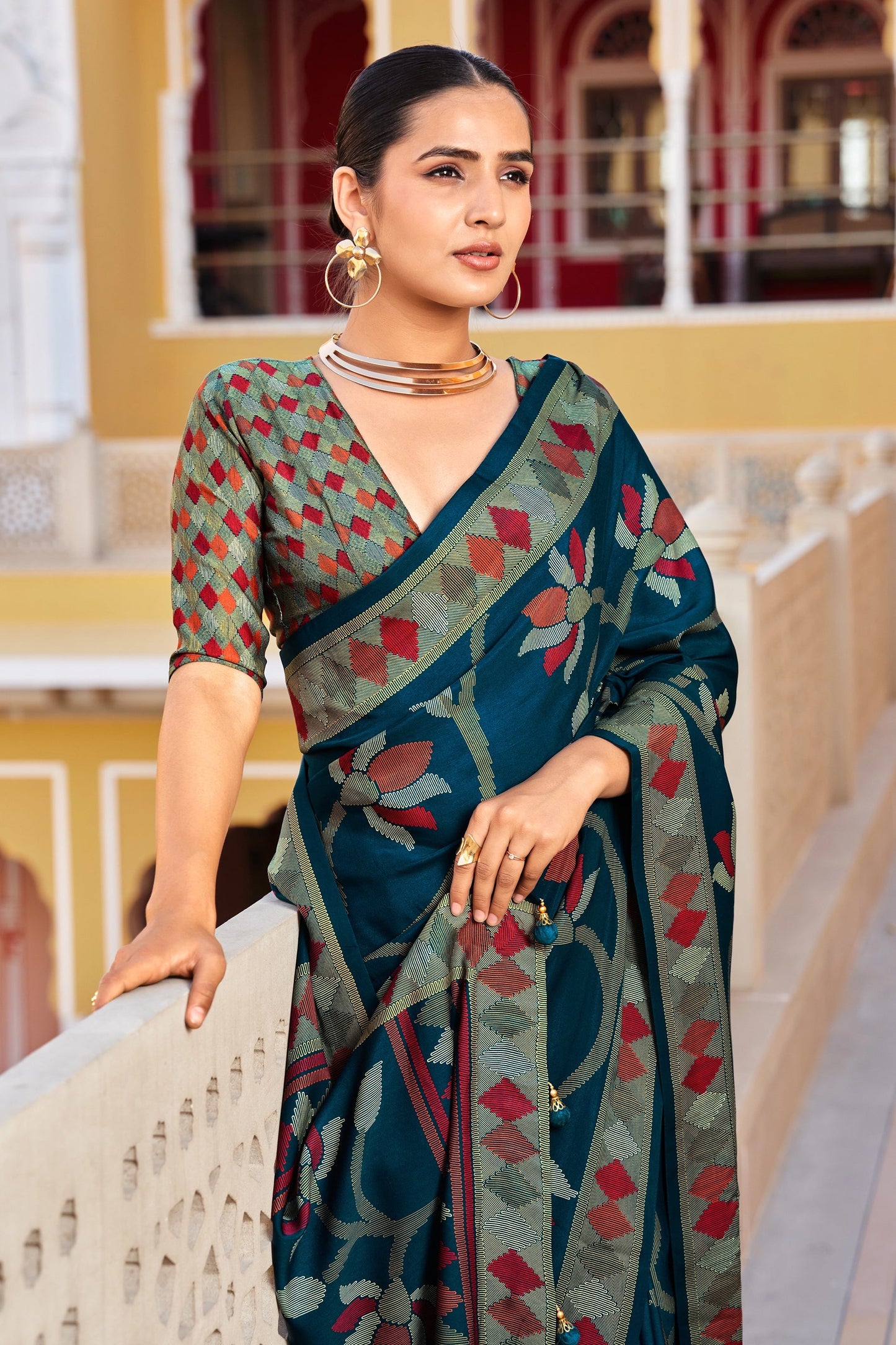 Teal Blue Silk Saree-SAR11323_2_SareeButa.com
