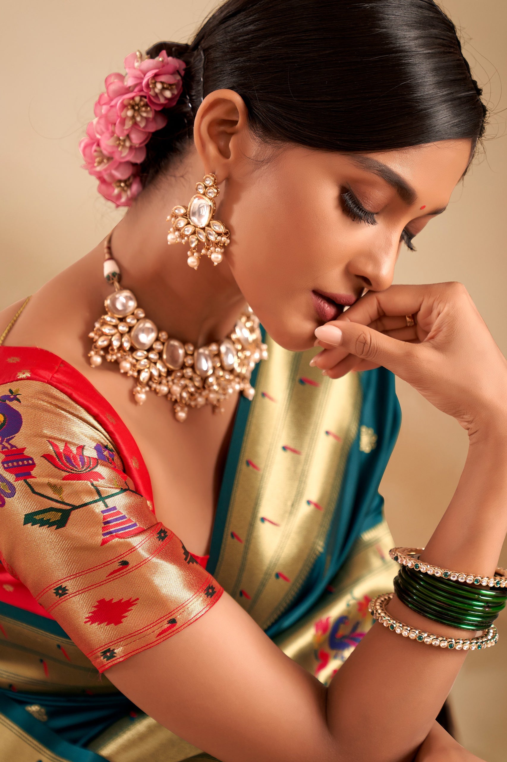 Teal Blue Woven Paithani Saree-ZB134714_4_SareeButa.com