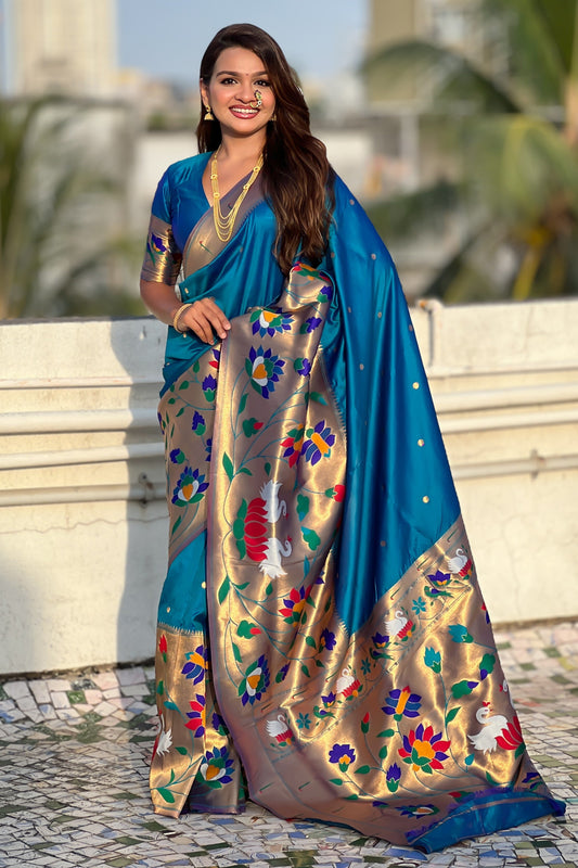 Teal Blue Woven Paithani Saree-ZB134861_1_SareeButa.com