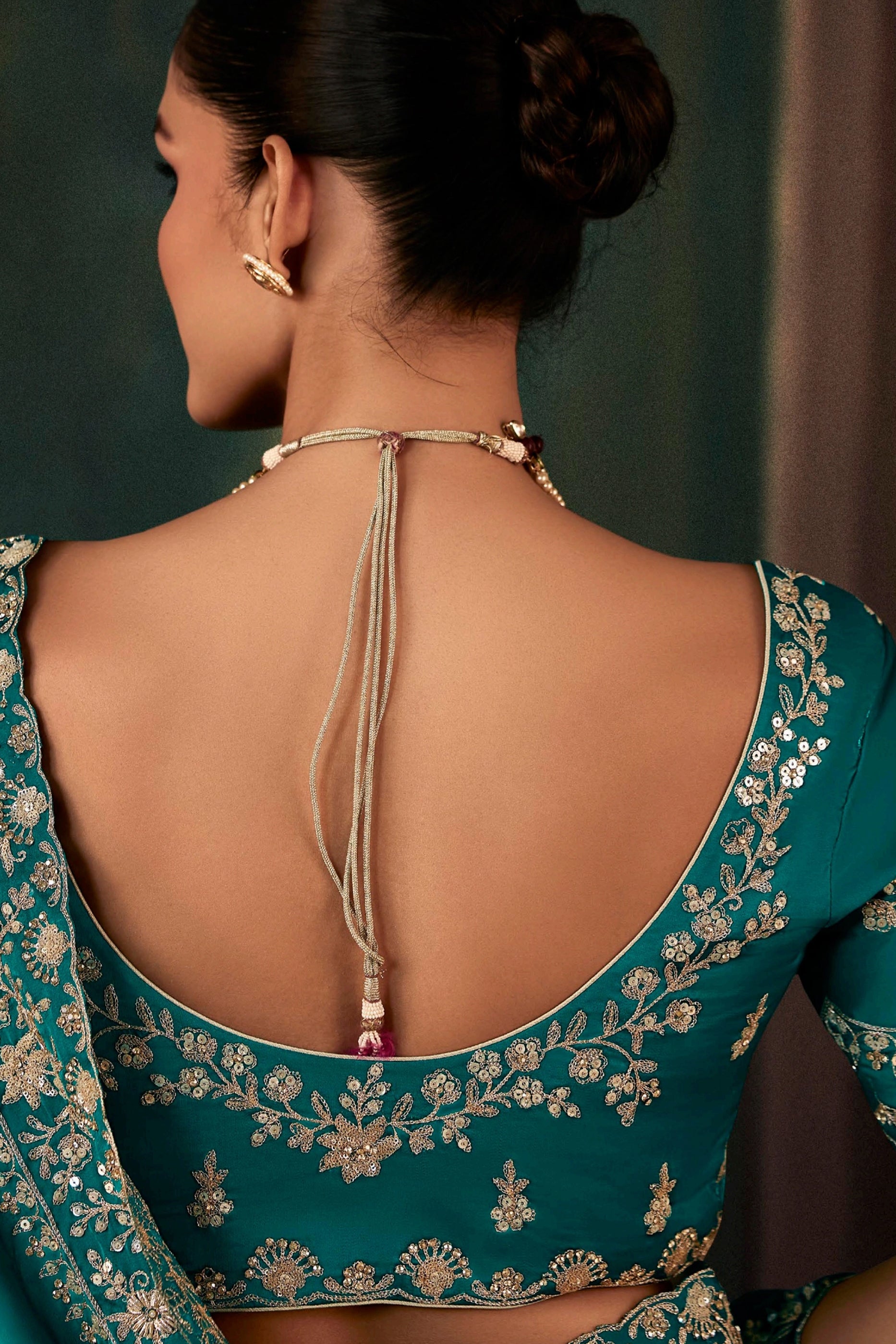 Teal Green Embroidered Satin Silk Saree-SAR11121_4_SareeButa.com