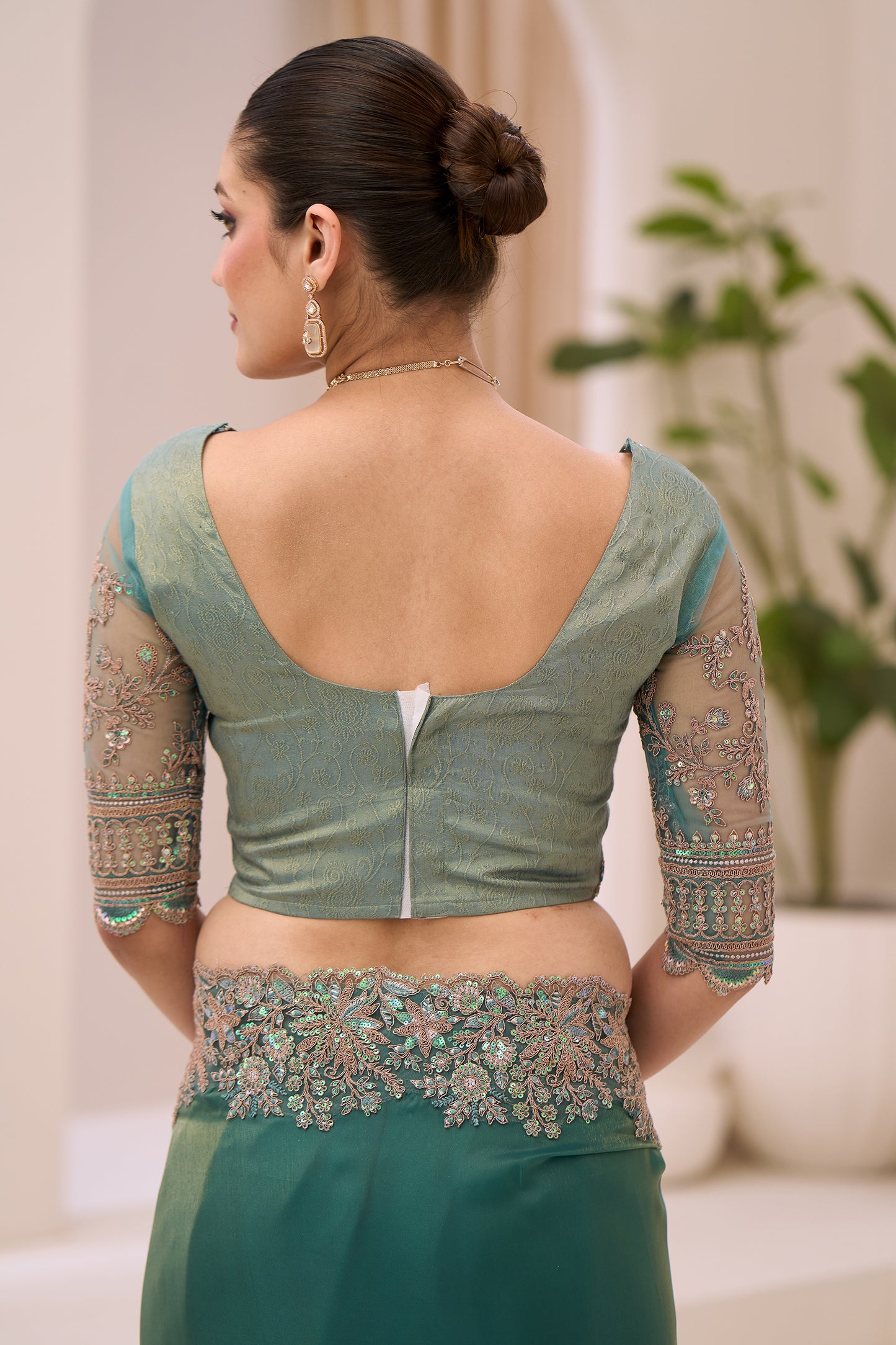 Teal Green Embroidered Tissue Saree-SAR12443_4_SareeButa.com