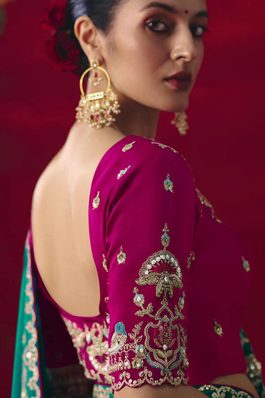 Teal Green Embroidered Tissue Silk Saree-SAR11450_2_SareeButa.com