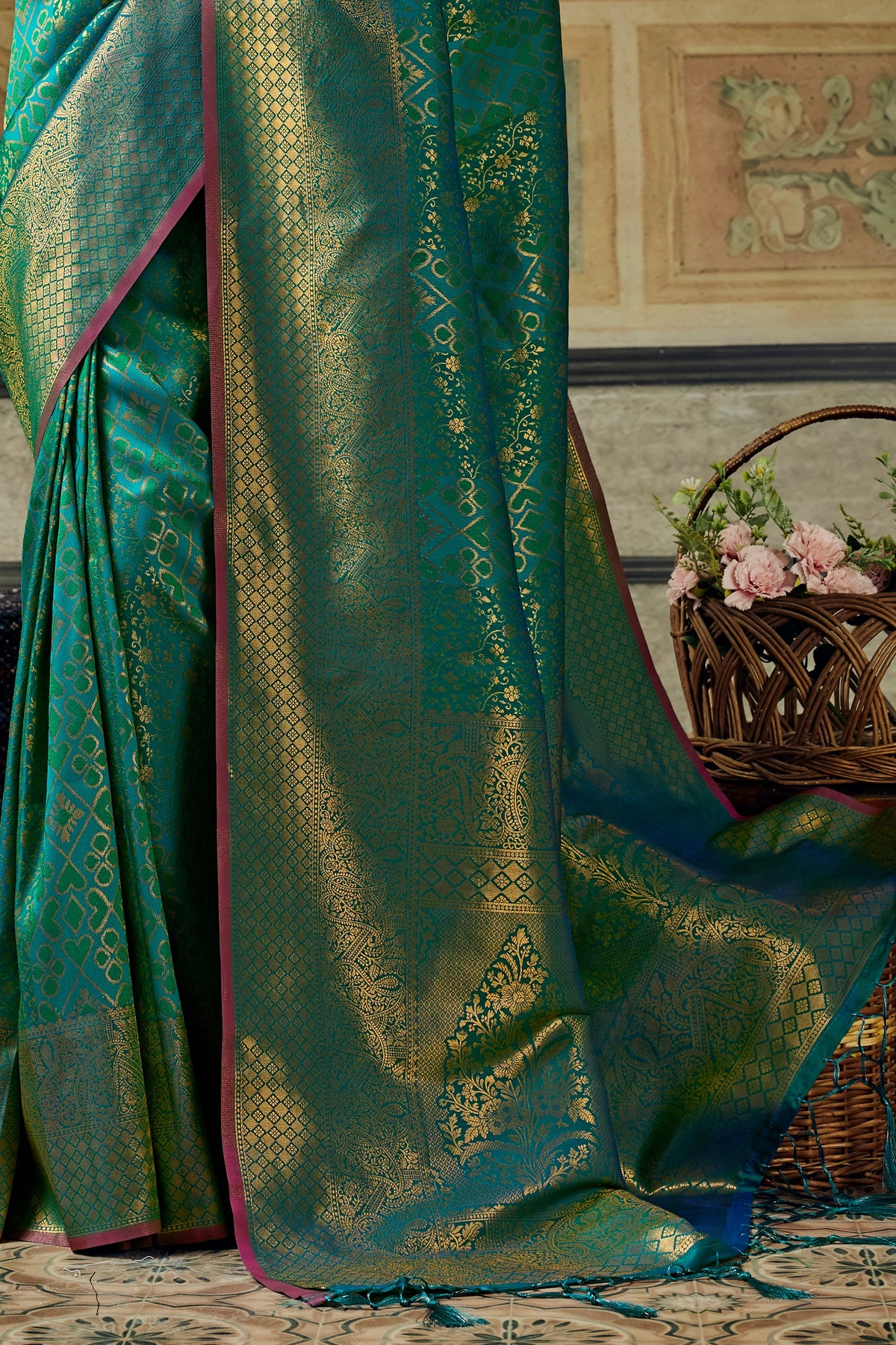 Teal Green Woven Silk Saree-SAR12913_5_SareeButa.com