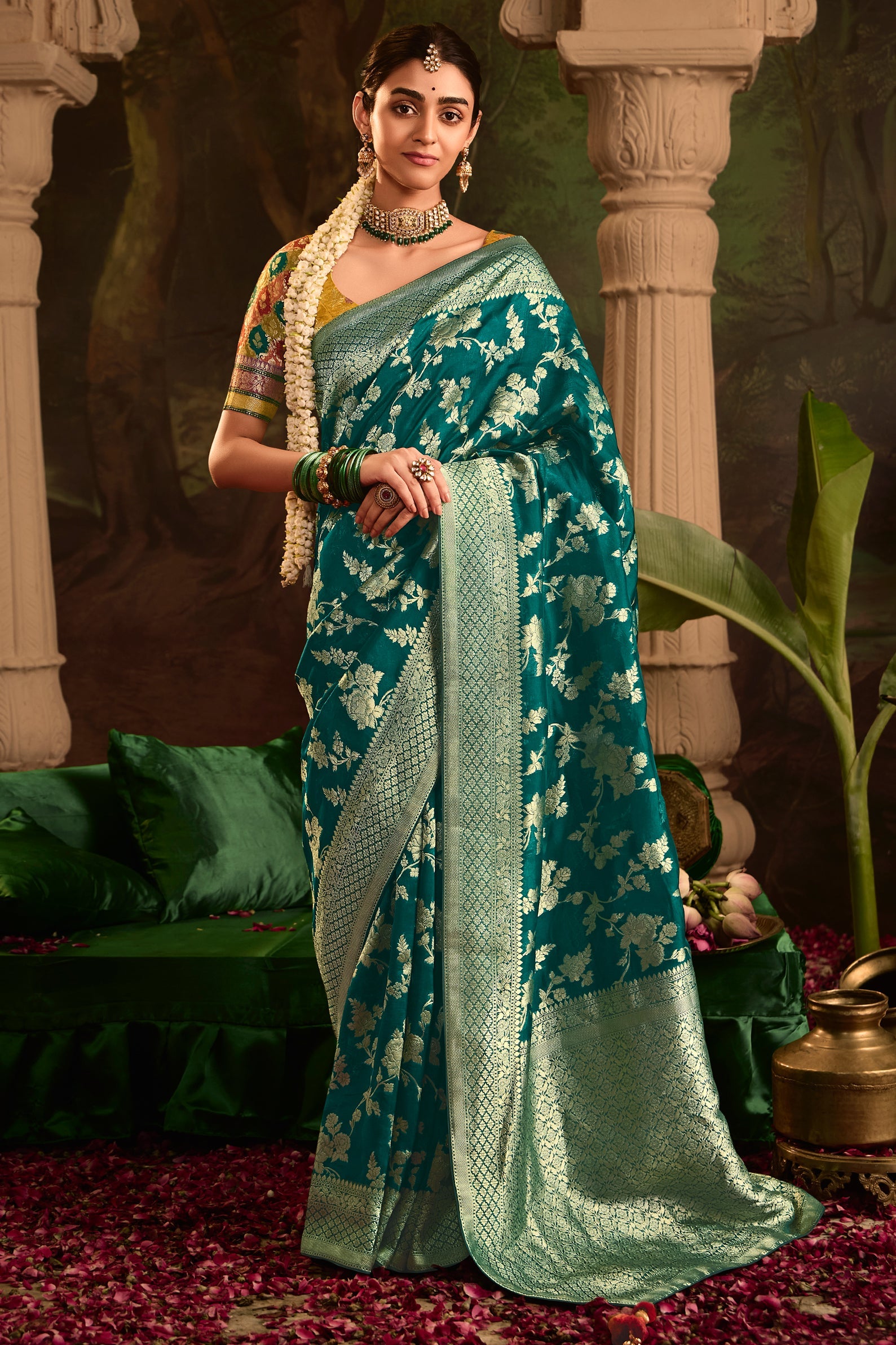 Teal Woven Crepe Silk Saree-ZB133584_1_SareeButa.com