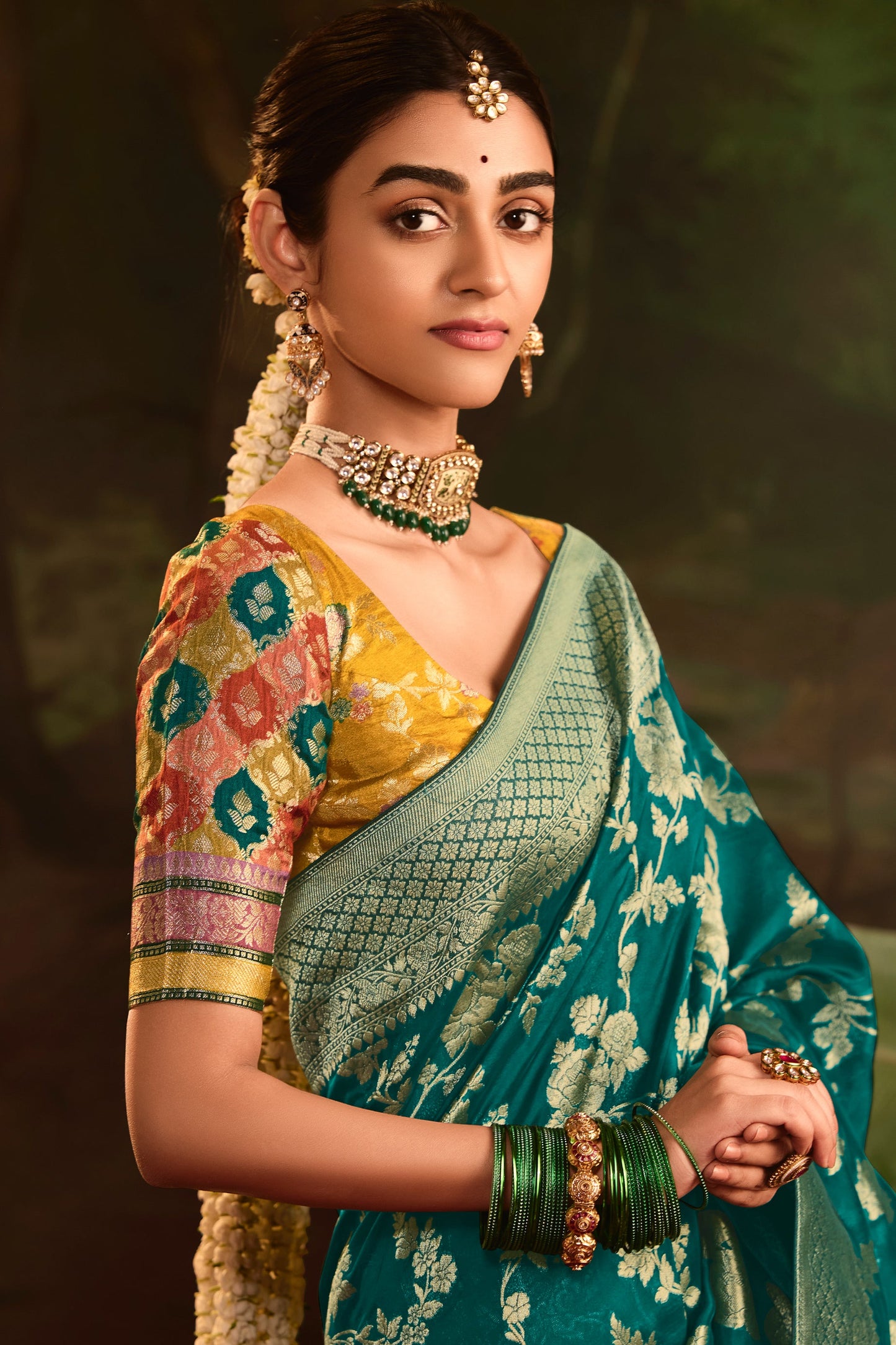 Teal Woven Crepe Silk Saree-ZB133584_3_SareeButa.com