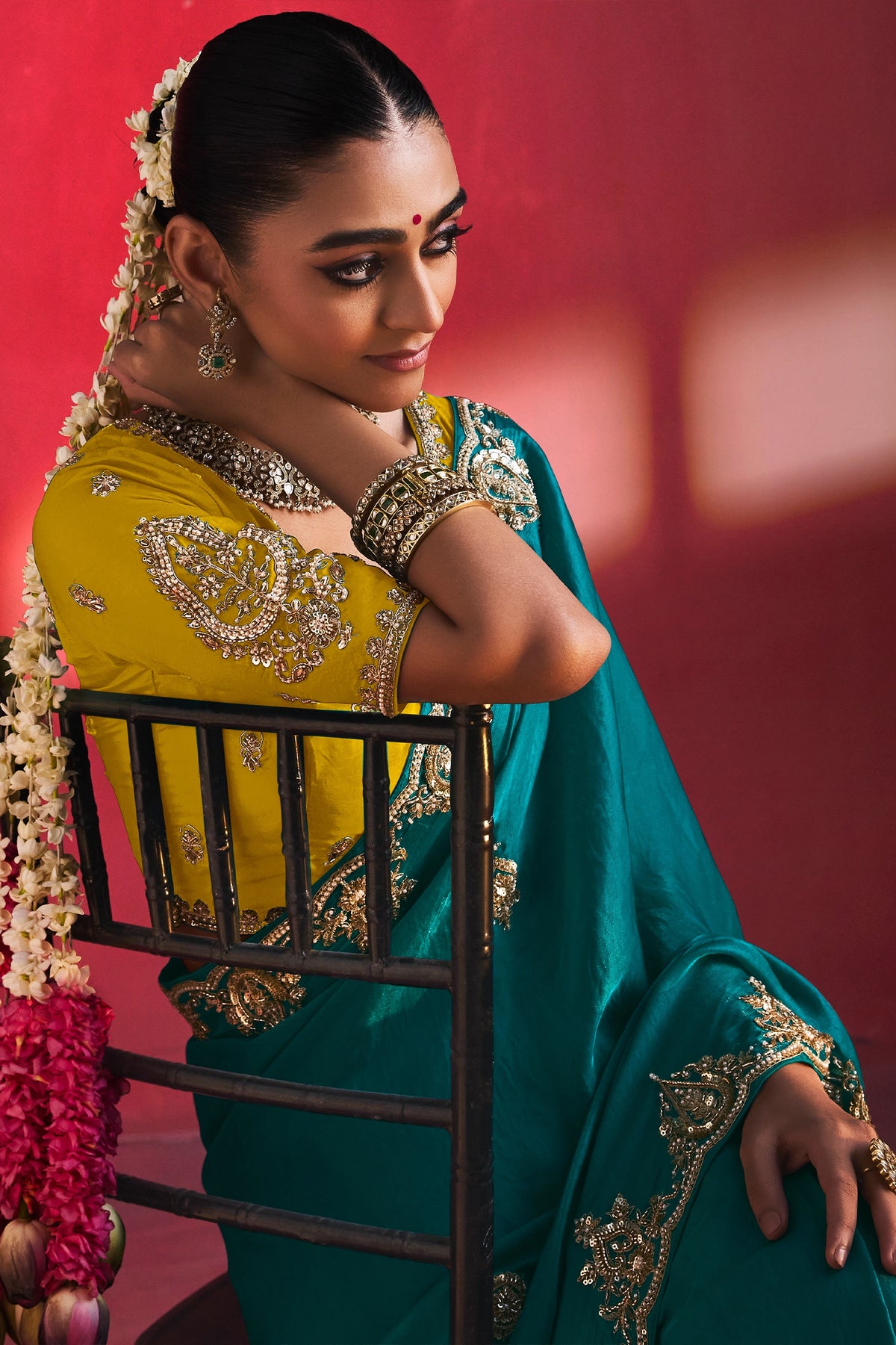 Turquoise Green Soft Silk Embellished Border Saree-SAR13309_2_SareeButa.com
