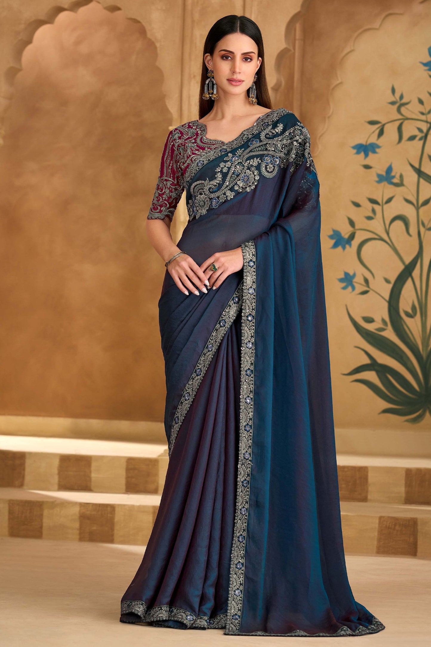 Twilight Blue Embroidered Georgette Saree-SAR11715_1_SareeButa.com
