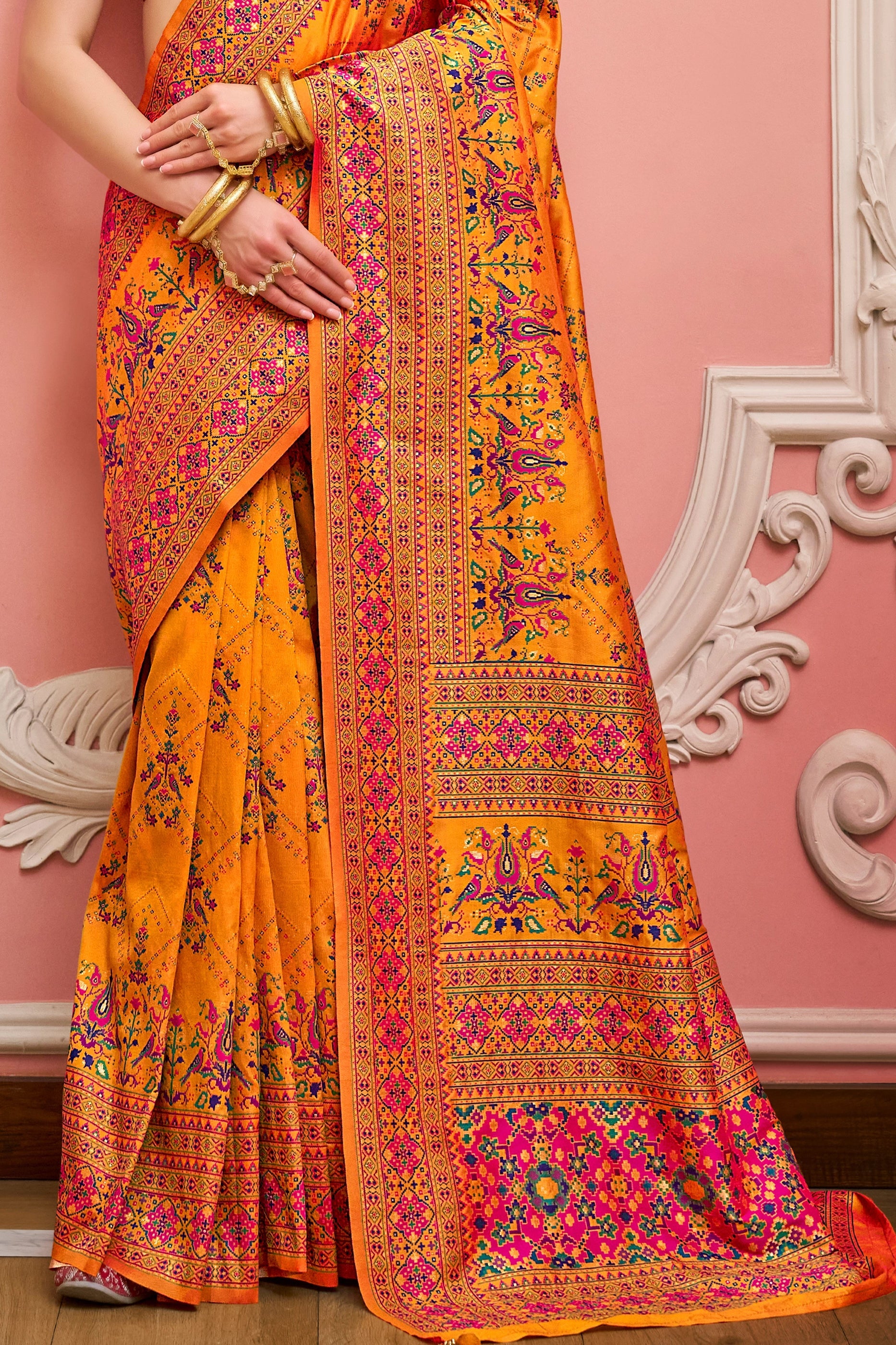 Vibrant Orange Woven Kashmiri Silk Saree-SAR11344_4_SareeButa.com