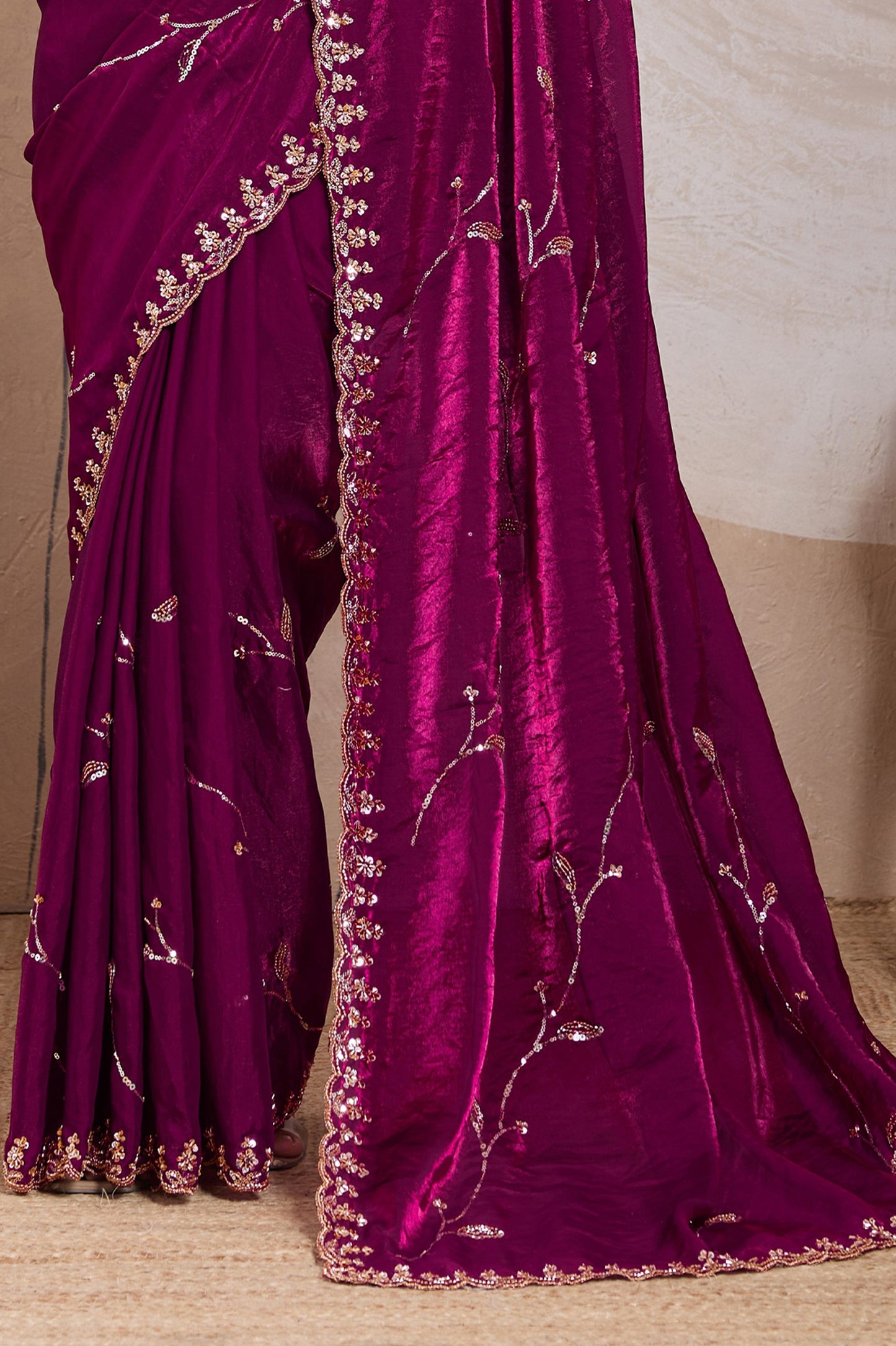 Vintage Pink Embroidered Satin Saree-SAR11789_5_SareeButa.com