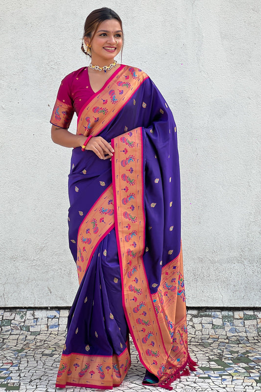 Violet Woven Paithani Saree-ZB134800_1_SareeButa.com