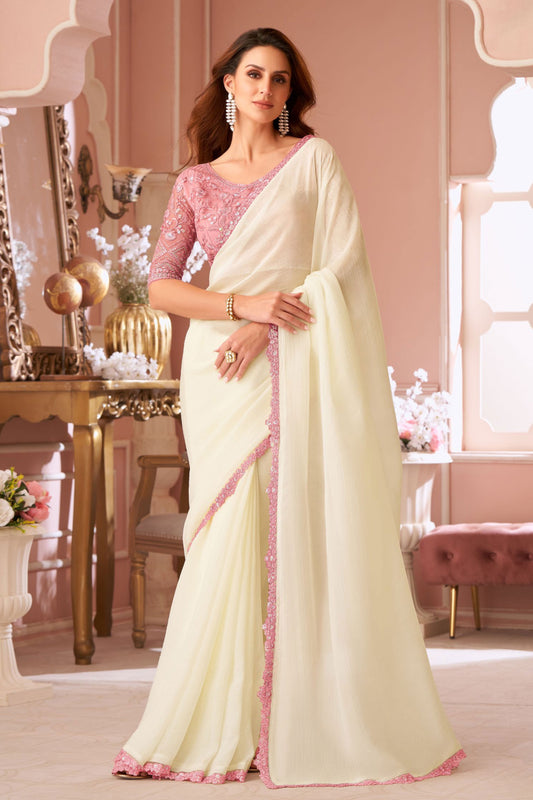 White Embroidered Georgette Saree-ZB133966_1_SareeButa.com