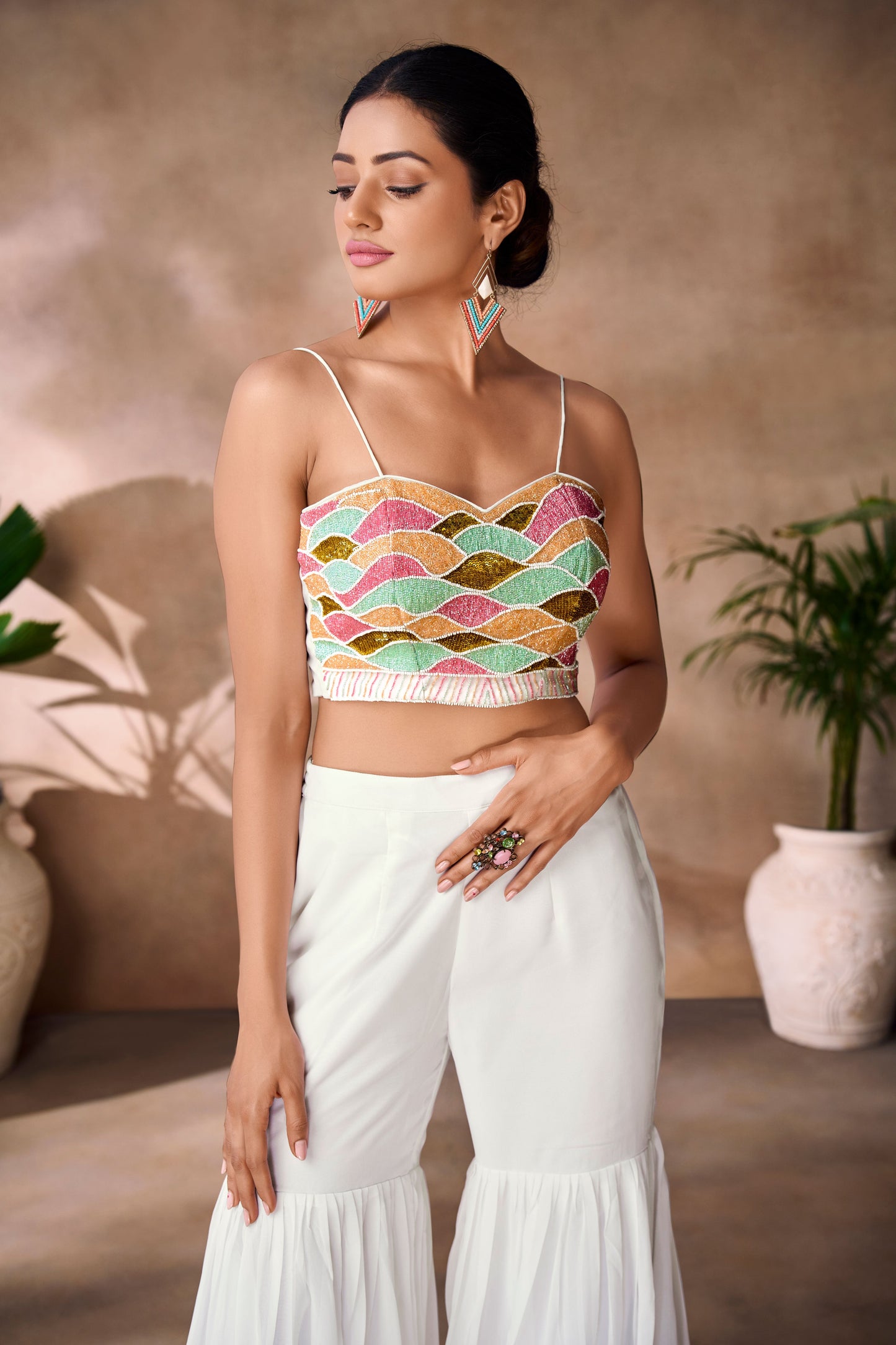 White Embroidered Organza Co-Ord Set-SS244_4_SareeButa.com