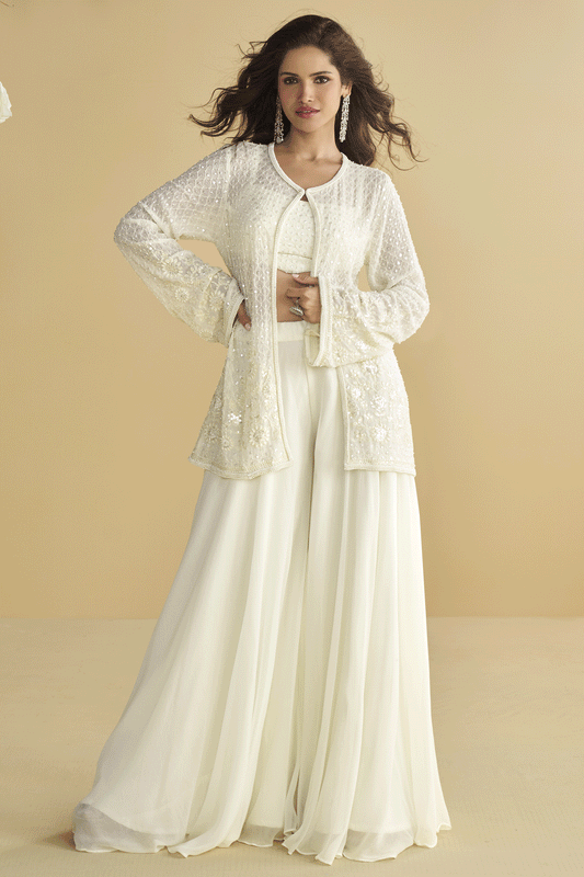 White Readymade Embroidered Georgette Palazzo Set-SS806_1_SareeButa.com
