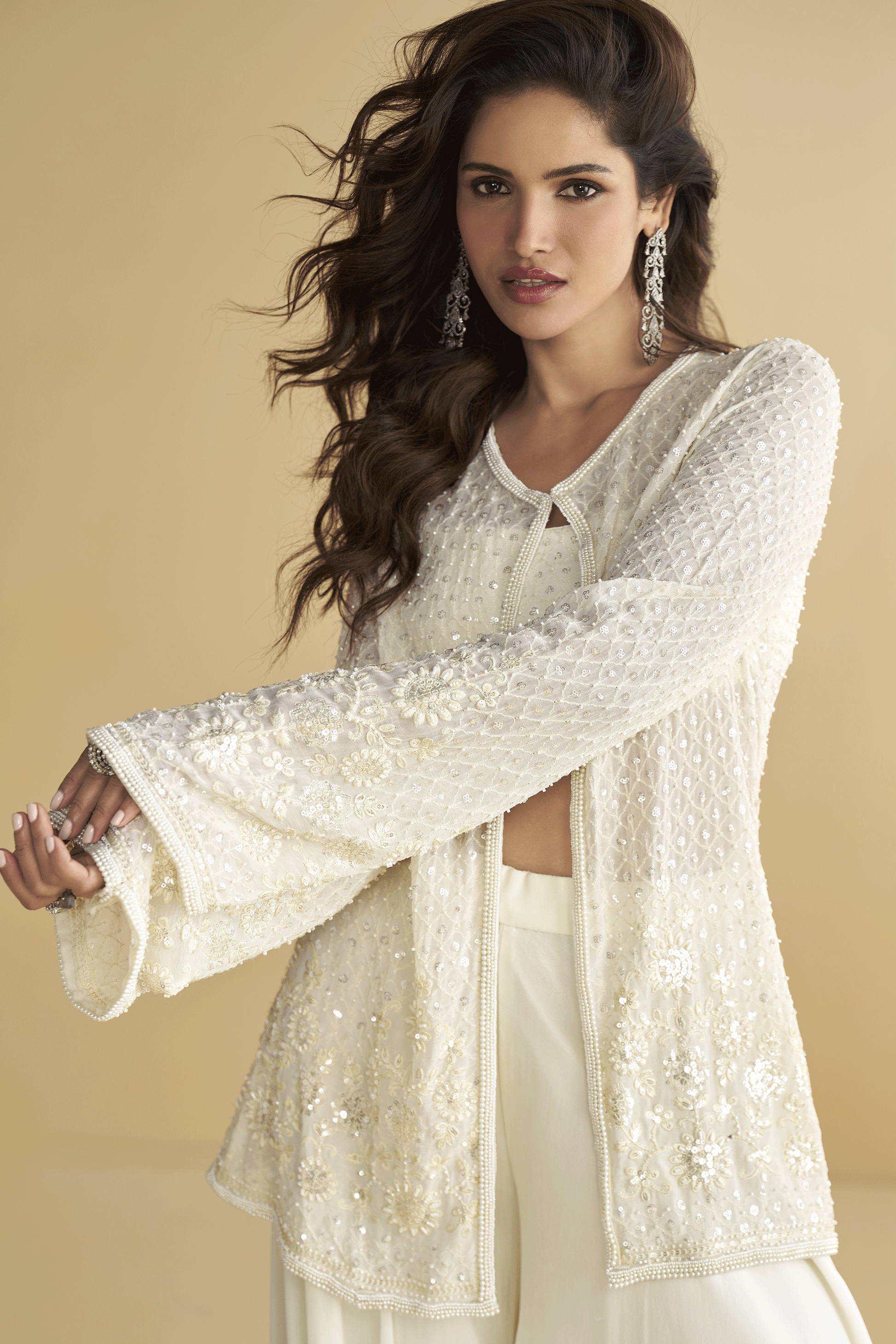 White Readymade Embroidered Georgette Palazzo Set-SS806_2_SareeButa.com