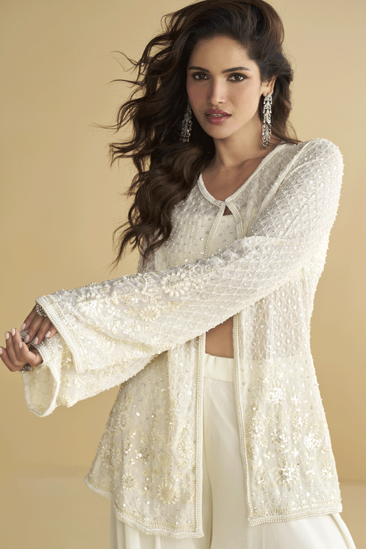 White Readymade Embroidered Georgette Palazzo Set-SS806_2_SareeButa.com