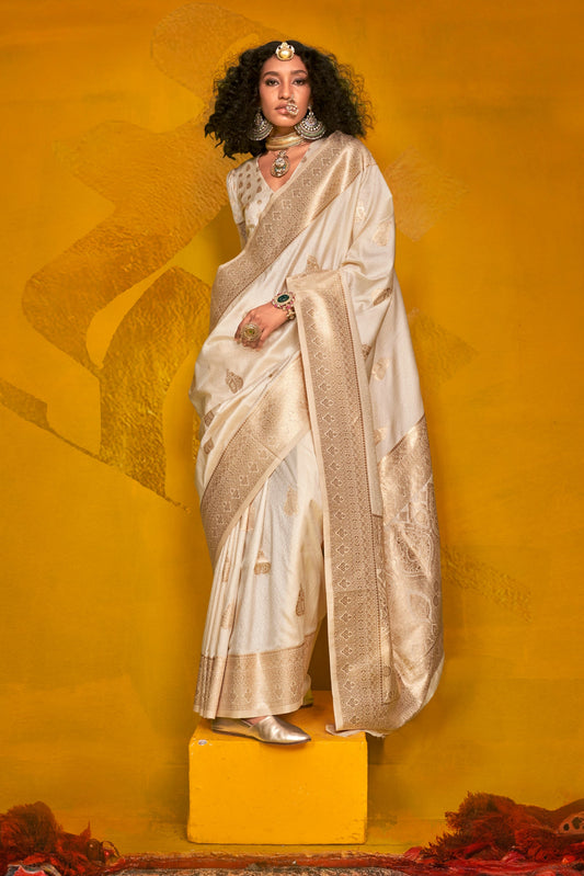 White 2-Tone Zari Weaving Silk Saree-ZB134058_1_SareeButa.com