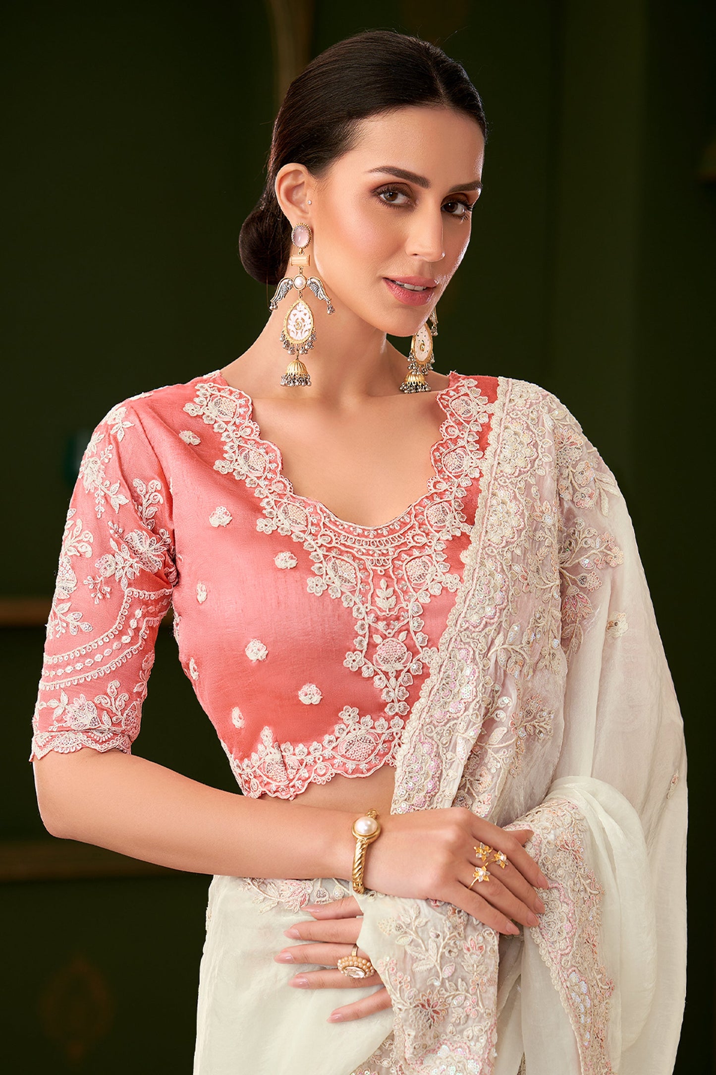 White Embroidered Georgette Saree-SAR10963_2_SareeButa.com