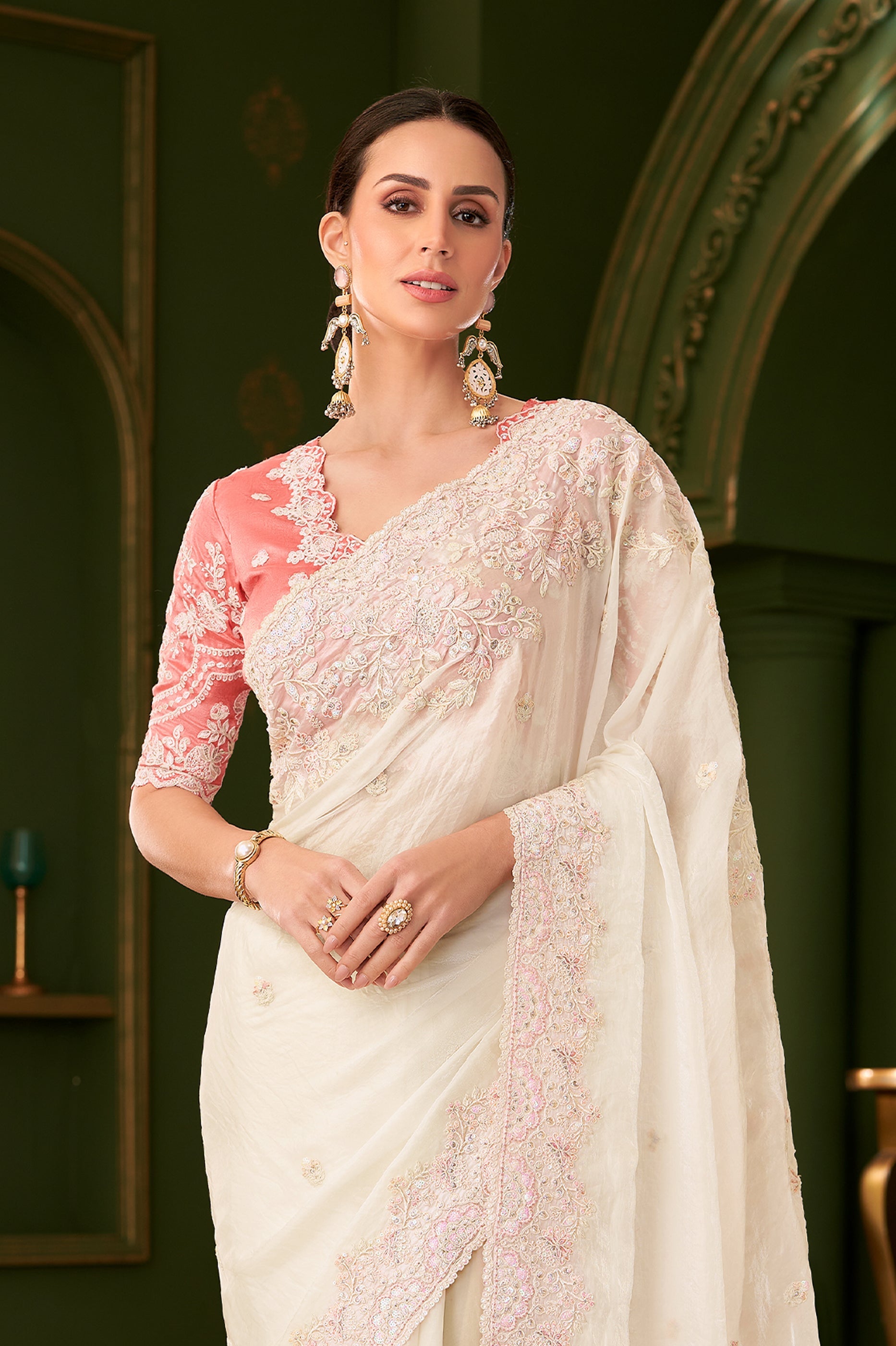 White Embroidered Georgette Saree-SAR10963_4_SareeButa.com