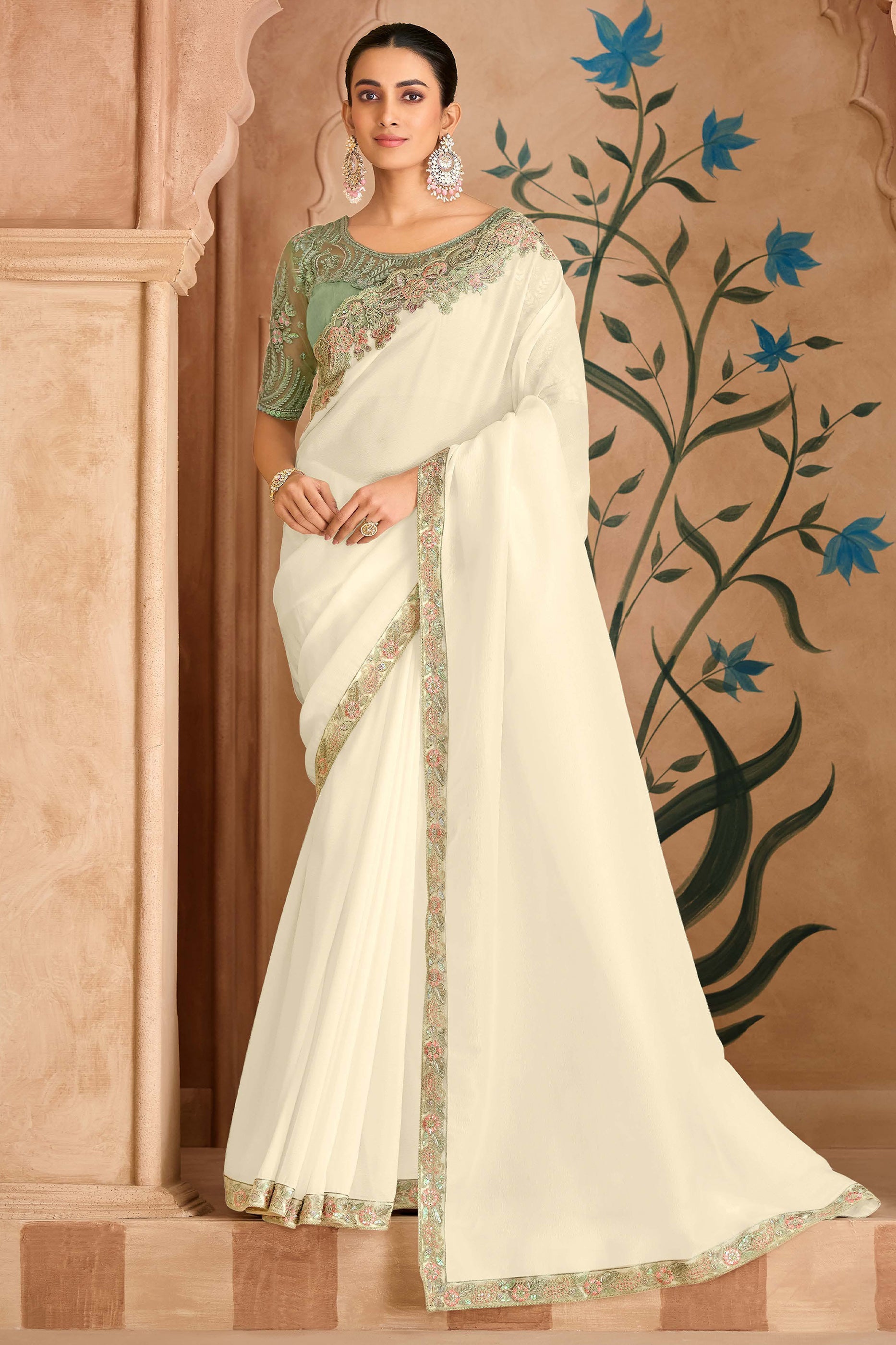 White Embroidered Georgette Saree-SAR11710_1_SareeButa.com