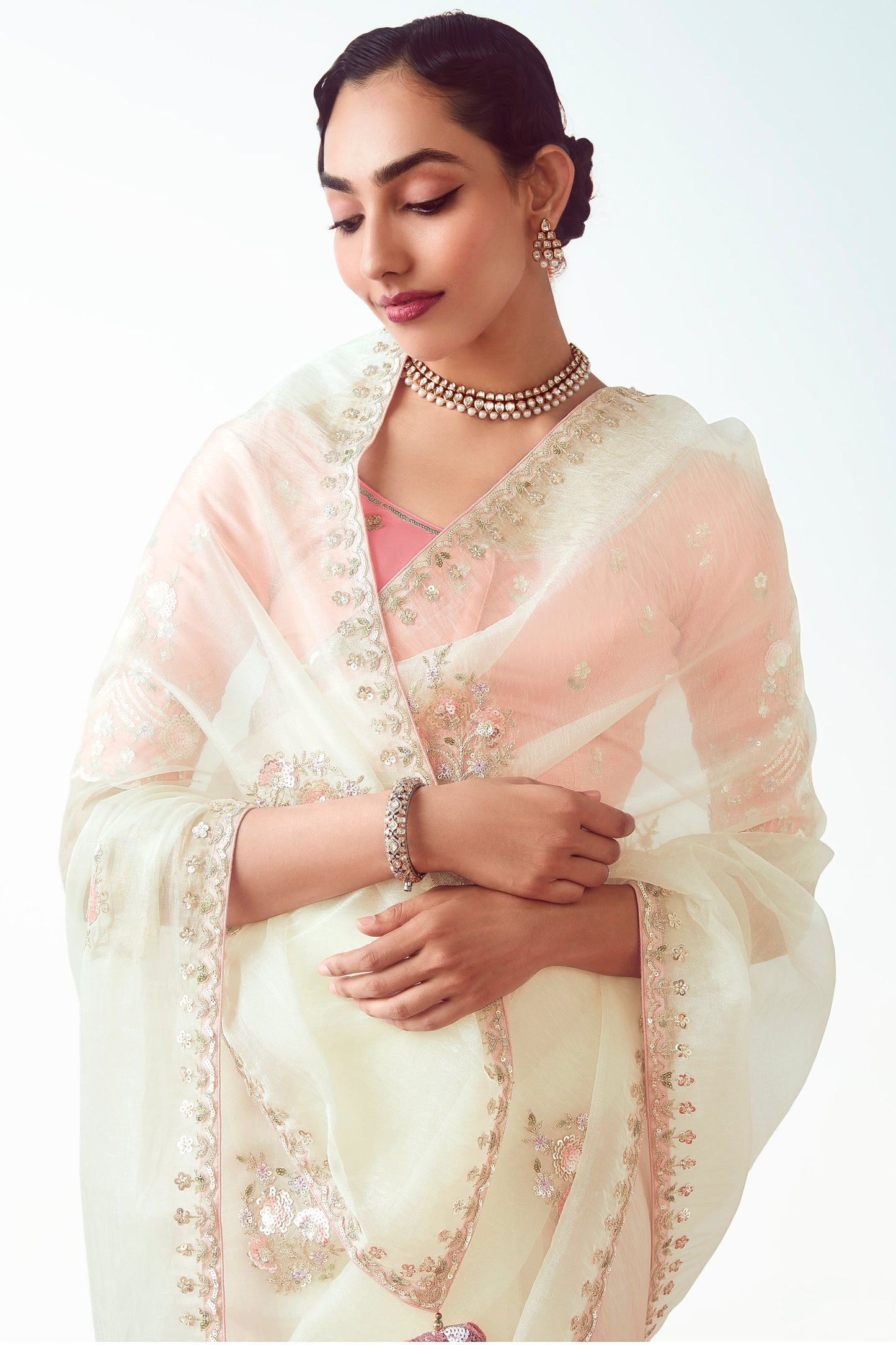 White Embroidered Organza Saree-ZB134777_4_SareeButa.com