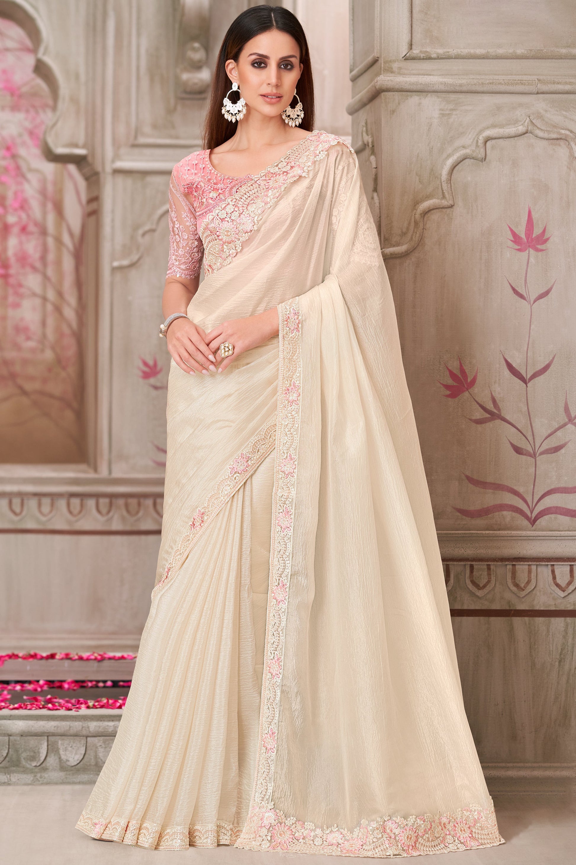 White Embroidered Satin Silk Saree-ZB134553_1_SareeButa.com