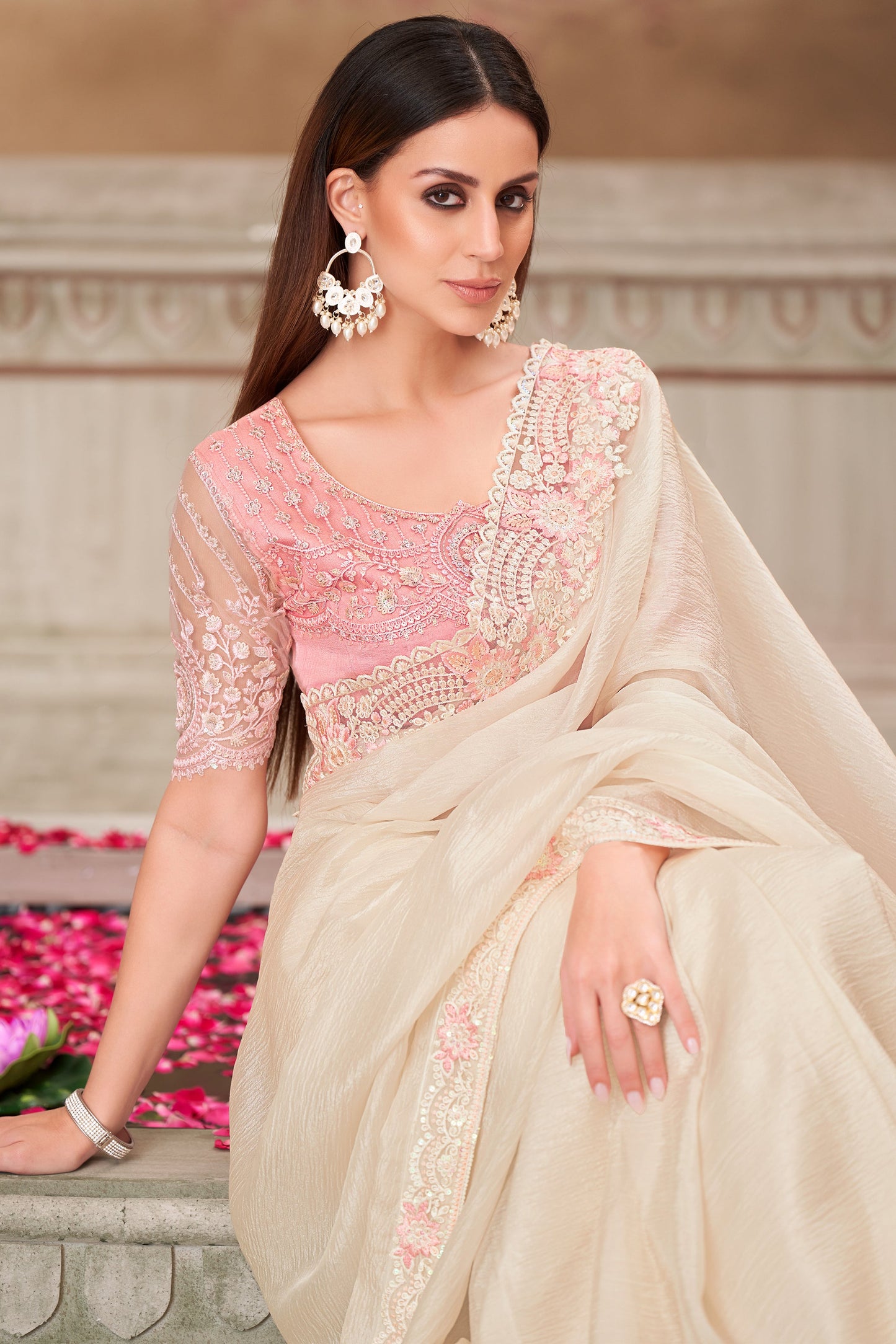 White Embroidered Satin Silk Saree-ZB134553_2_SareeButa.com