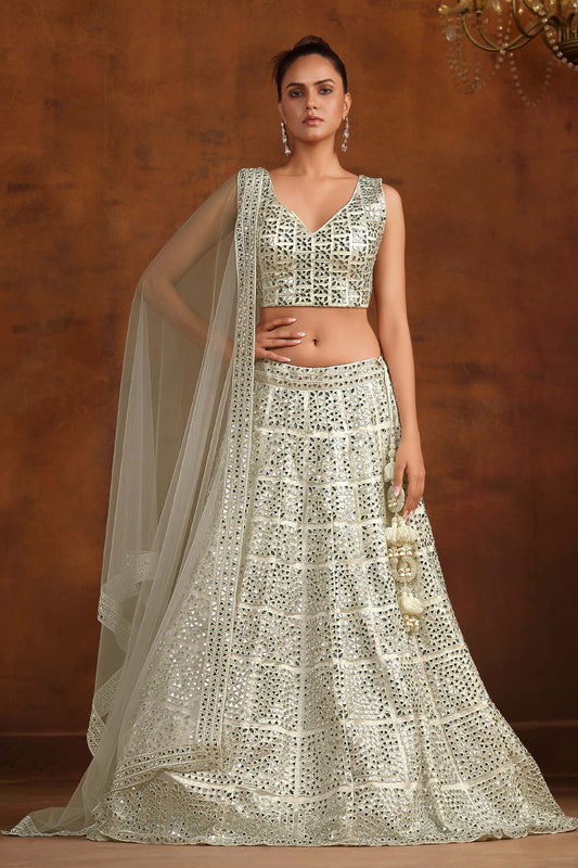 White Embroidered Semi-Stitched Net Lehenga-SAR10340_1_SareeButa.com