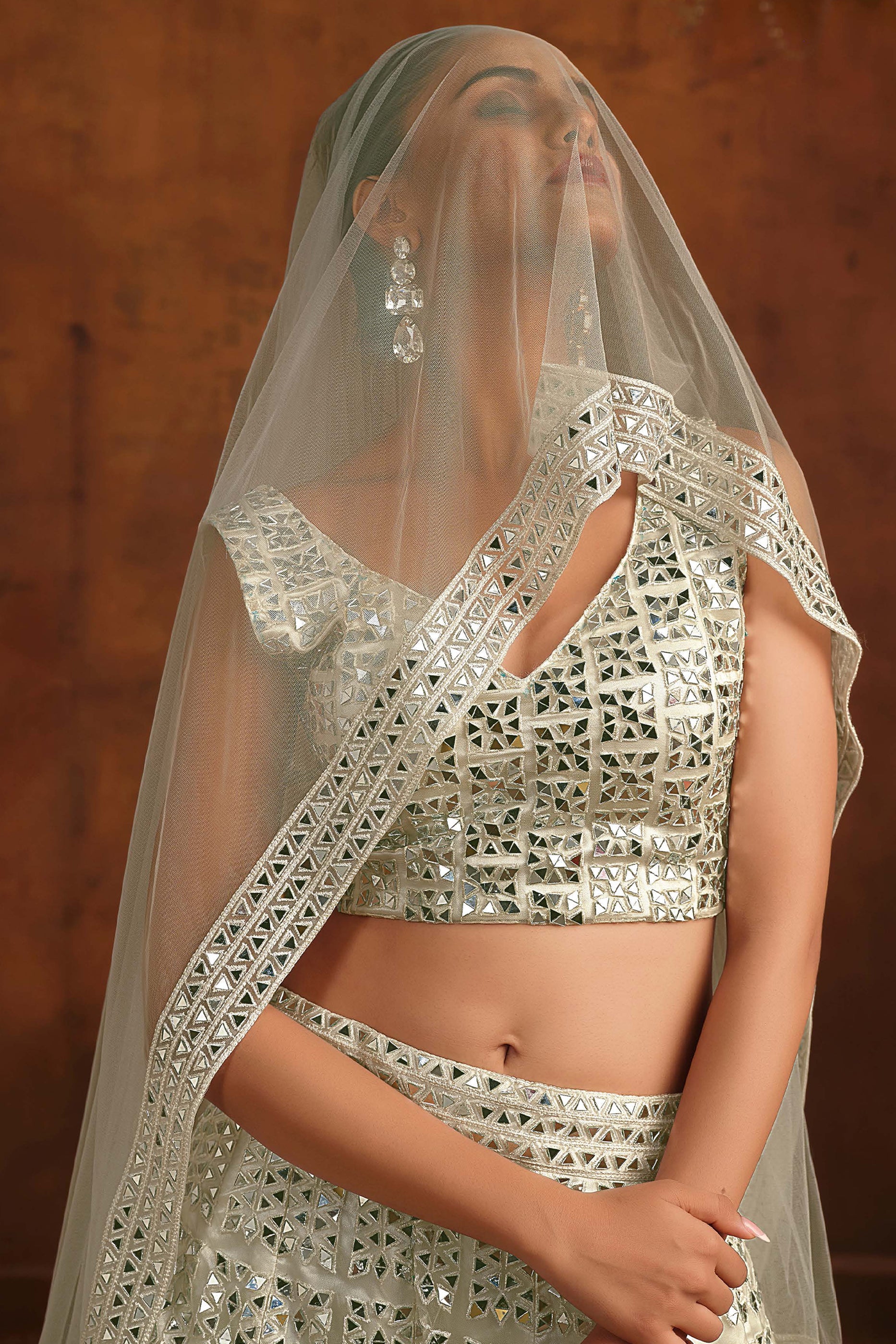 White Embroidered Semi-Stitched Net Lehenga-SAR10340_2_SareeButa.com