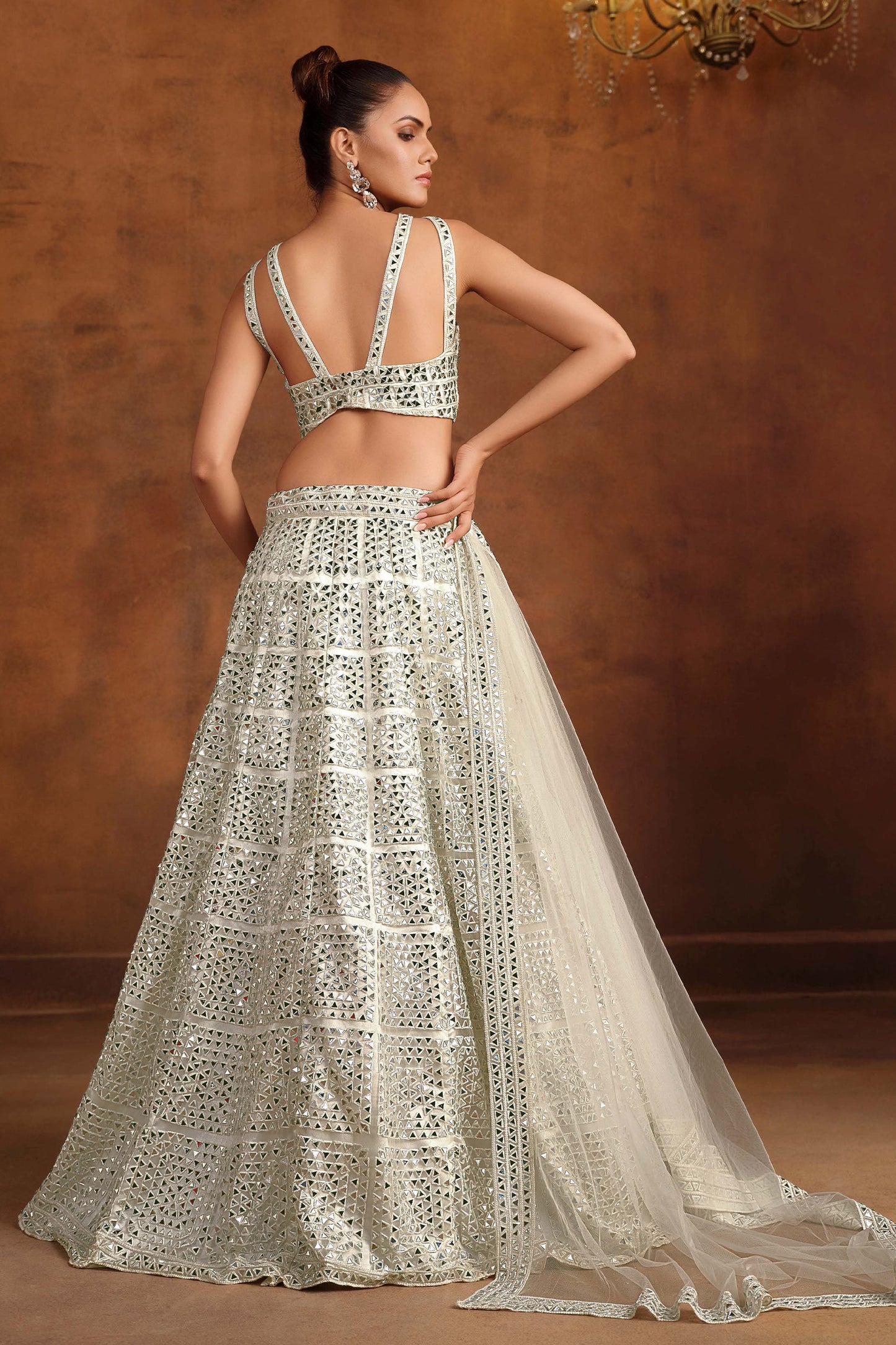 White Embroidered Semi-Stitched Net Lehenga-SAR10340_4_SareeButa.com