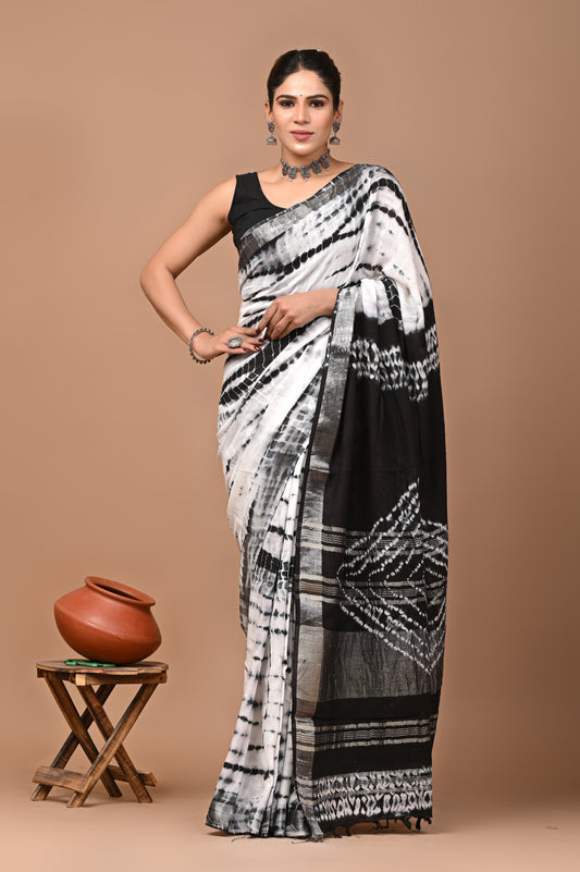 white-handblock-print-cotton-linen-saree-zb132582_1_SareeButa.com
