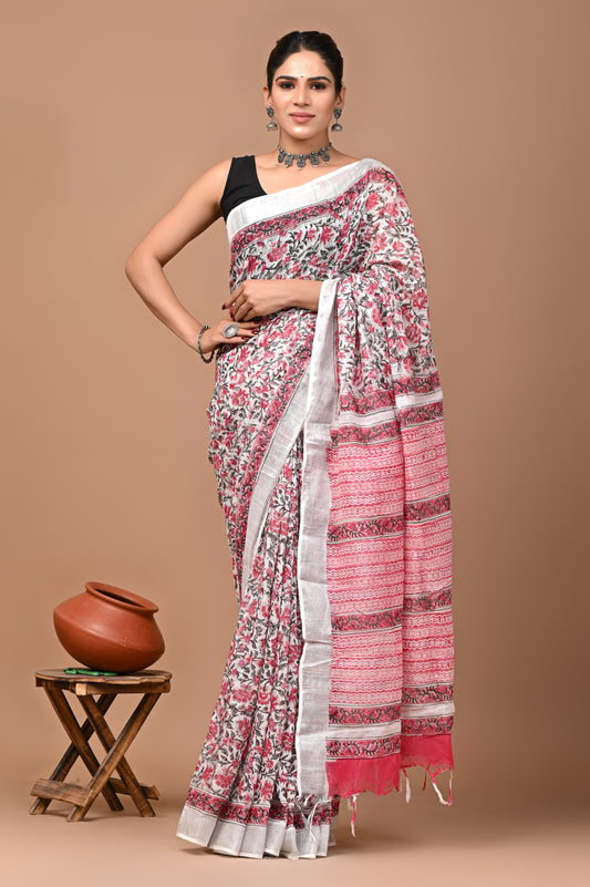 white-handblock-print-cotton-linen-saree-zb132595_1_SareeButa.com