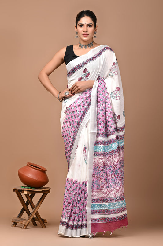 white-handblock-print-cotton-linen-saree-zb132598_1_SareeButa.com