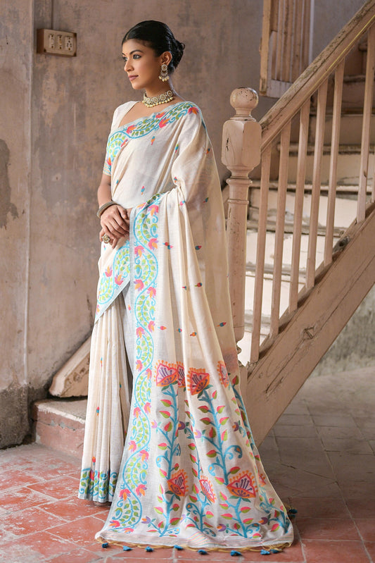 white-printed-muga-cotton-saree-zb130443_1_SareeButa.com
